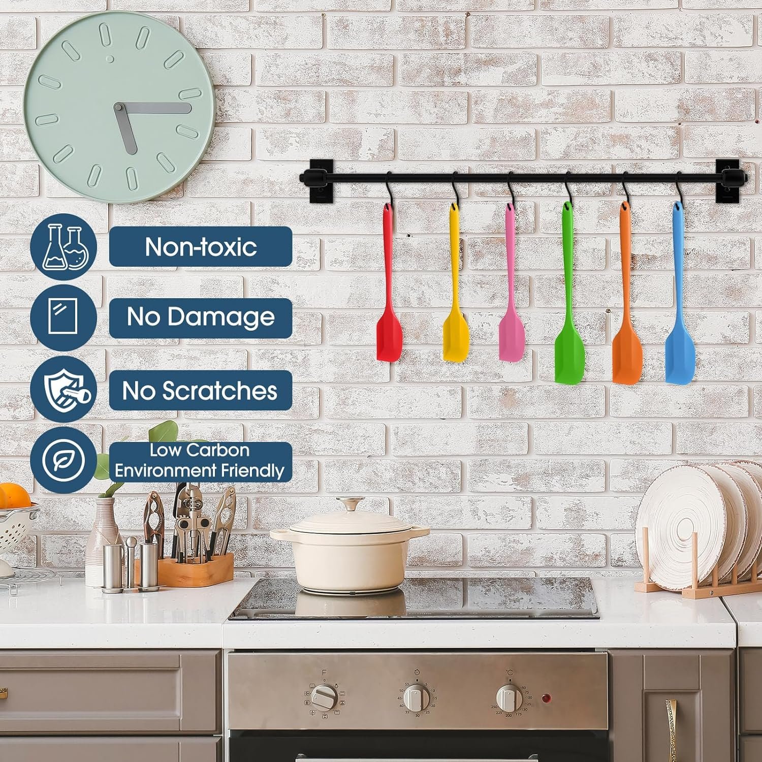 24 Pcs Silicone Spatula Heat Resistant Non Stick Rubber Spatulas 12 Small and 12 Large Seamless Design Flexible Scraper for Kitchen Mixing Baking Cooking Use