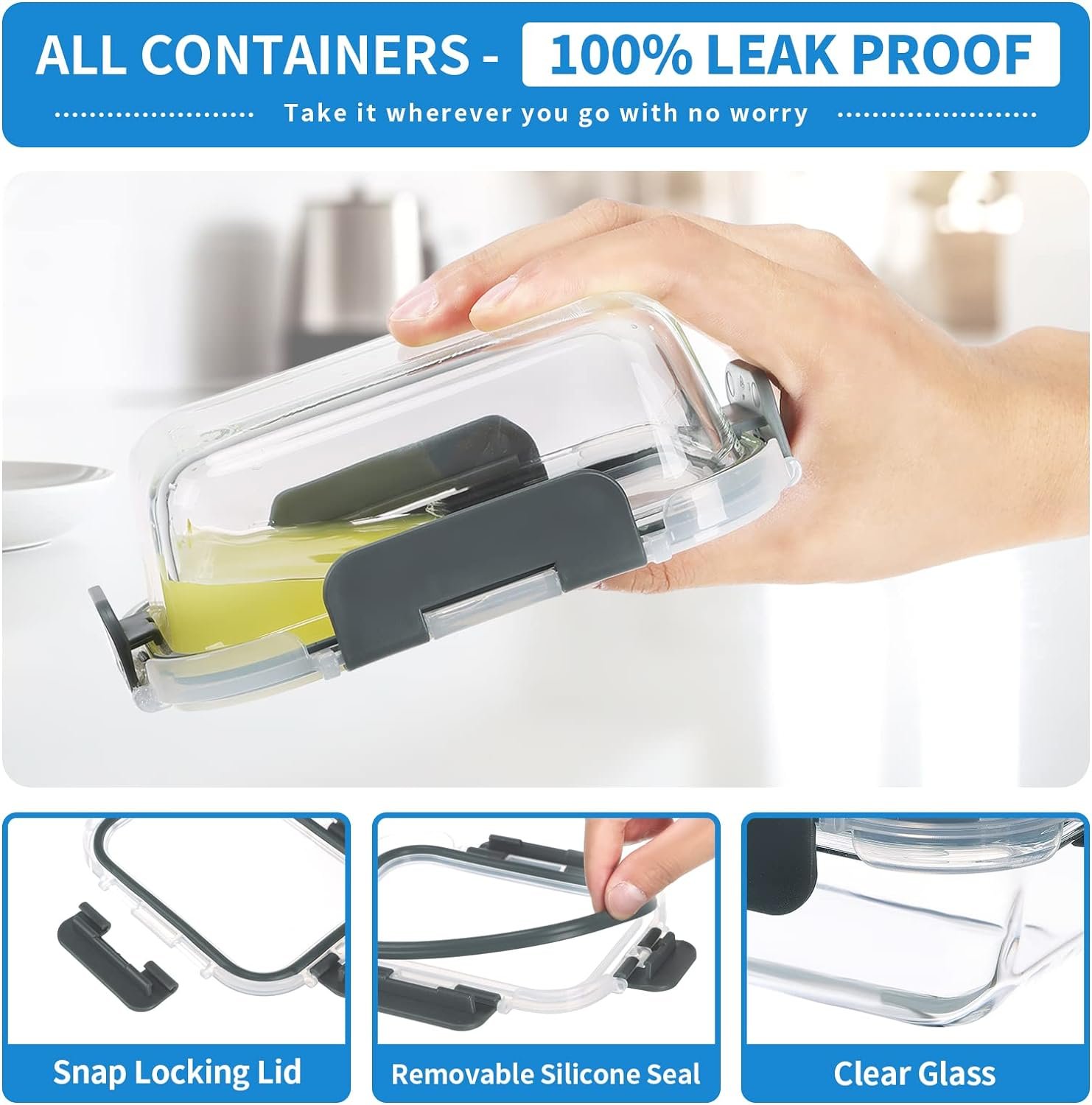 24-Piece Small Glass Food Storage Containers with Lids Airtight, 1.5 Cup Meal Prep Containers Set, Microwave and Dishwasher Safe, Leak-Proof, BPA-Free, Clear/Grey 24-Piece Small Glass Food Storage Containers with Lids Airtight, 1.5 Cup Meal Prep Containers Set, Microwave and Dishwasher Safe, Leak-Proof, BPA-Free, Clear/Grey