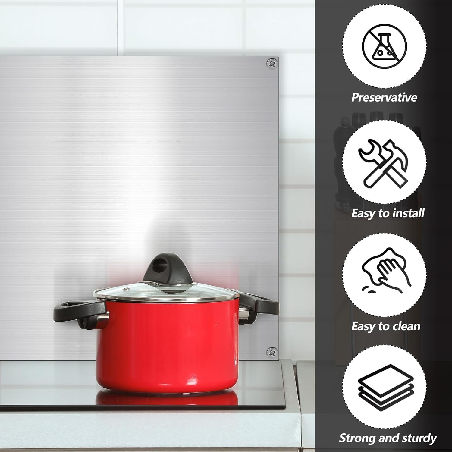 24 x 30 Inch Stainless Steel Backsplash Range Hood Stove Backsplash Back Stainless Steel Sheet for Kitchen Wall Splatter Metal Wall Panels with Screws and Hanging Towel 24 x 30 Inch Stainless Steel Backsplash Range Hood Stove Backsplash Back Stainless Steel Sheet for Kitchen Wall Splatter Metal Wall Panels with Screws and Hanging Towel