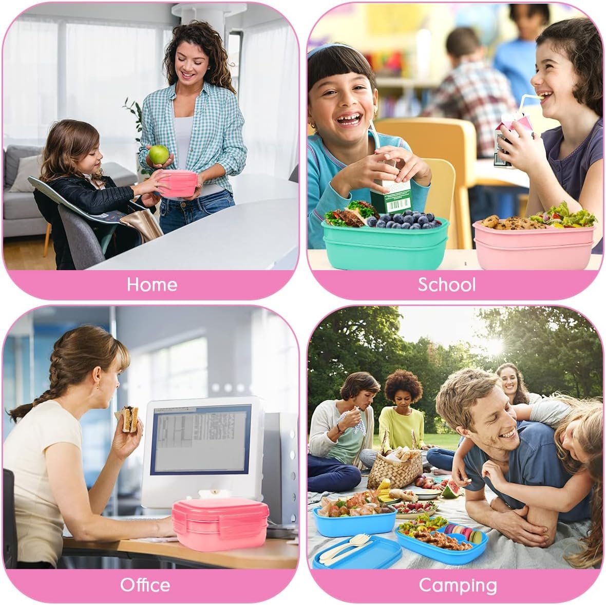 29 Packs Bento Box Kids Adult Lunch Box 1900ML 3 Layer Stackable Lunch Box with Lunch Bag, Multiple Compartments Bento Box With Built-in Utensil Set, DIY Accessories, Bags (Pink) 29 Packs Bento Box Kids Adult Lunch Box 1900ML 3 Layer Stackable Lunch Box with Lunch Bag, Multiple Compartments Bento Box With Built-in Utensil Set, DIY Accessories, Bags (Pink)