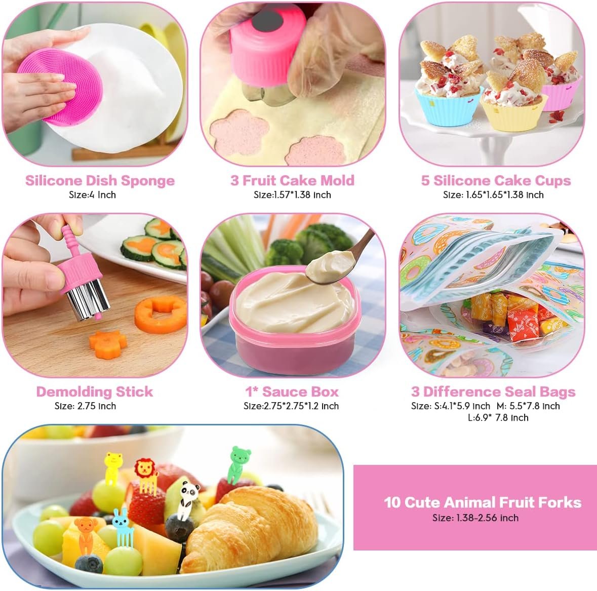 29 Packs Bento Box Kids Adult Lunch Box 1900ML 3 Layer Stackable Lunch Box with Lunch Bag, Multiple Compartments Bento Box With Built-in Utensil Set, DIY Accessories, Bags (Pink) 29 Packs Bento Box Kids Adult Lunch Box 1900ML 3 Layer Stackable Lunch Box with Lunch Bag, Multiple Compartments Bento Box With Built-in Utensil Set, DIY Accessories, Bags (Pink)