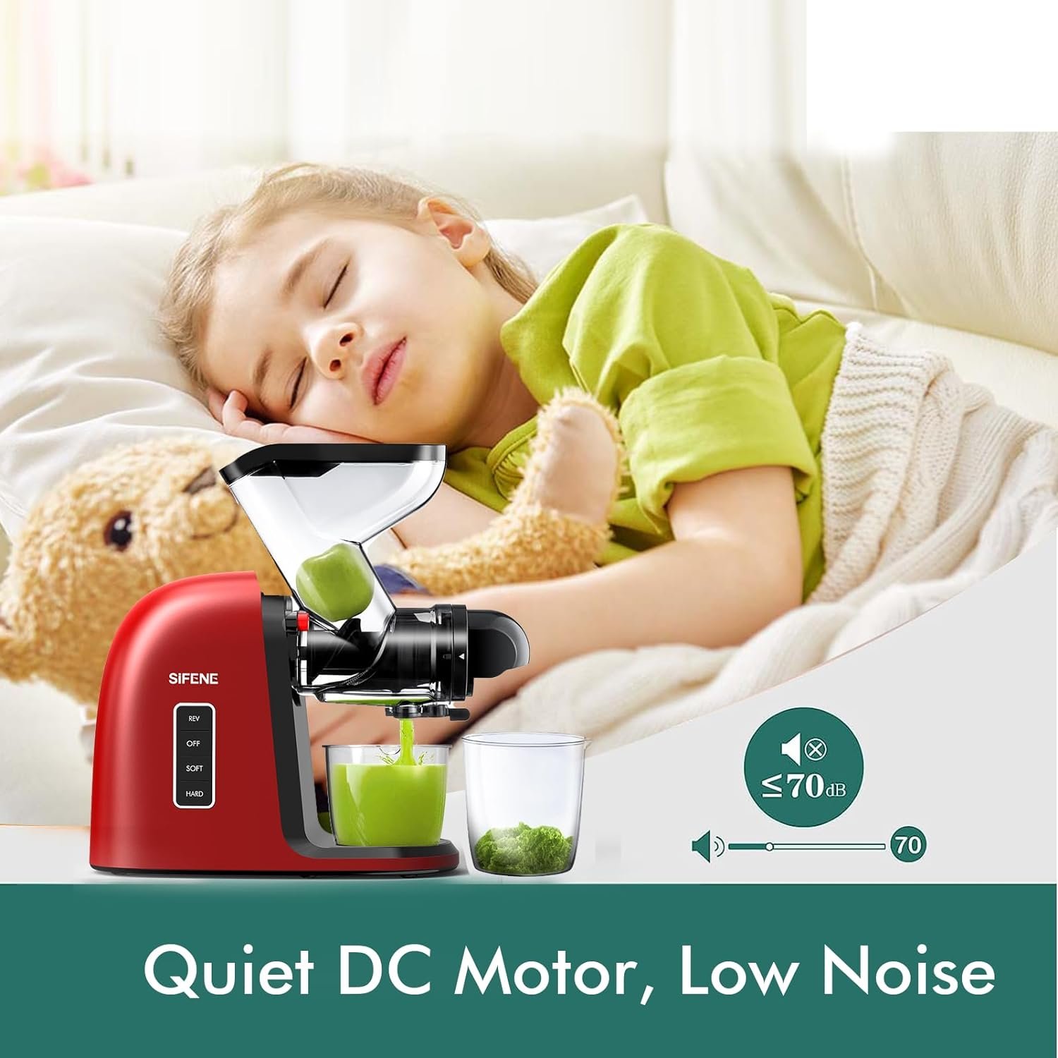 2nd Edition Big Dual Mouth Cold Press Juicer, SiFENE Slow Masticating Juicer Machines for Fruit  Vegetable, Juice Maker Extractor Anti-Clog Function, Easy to Clean, Gray