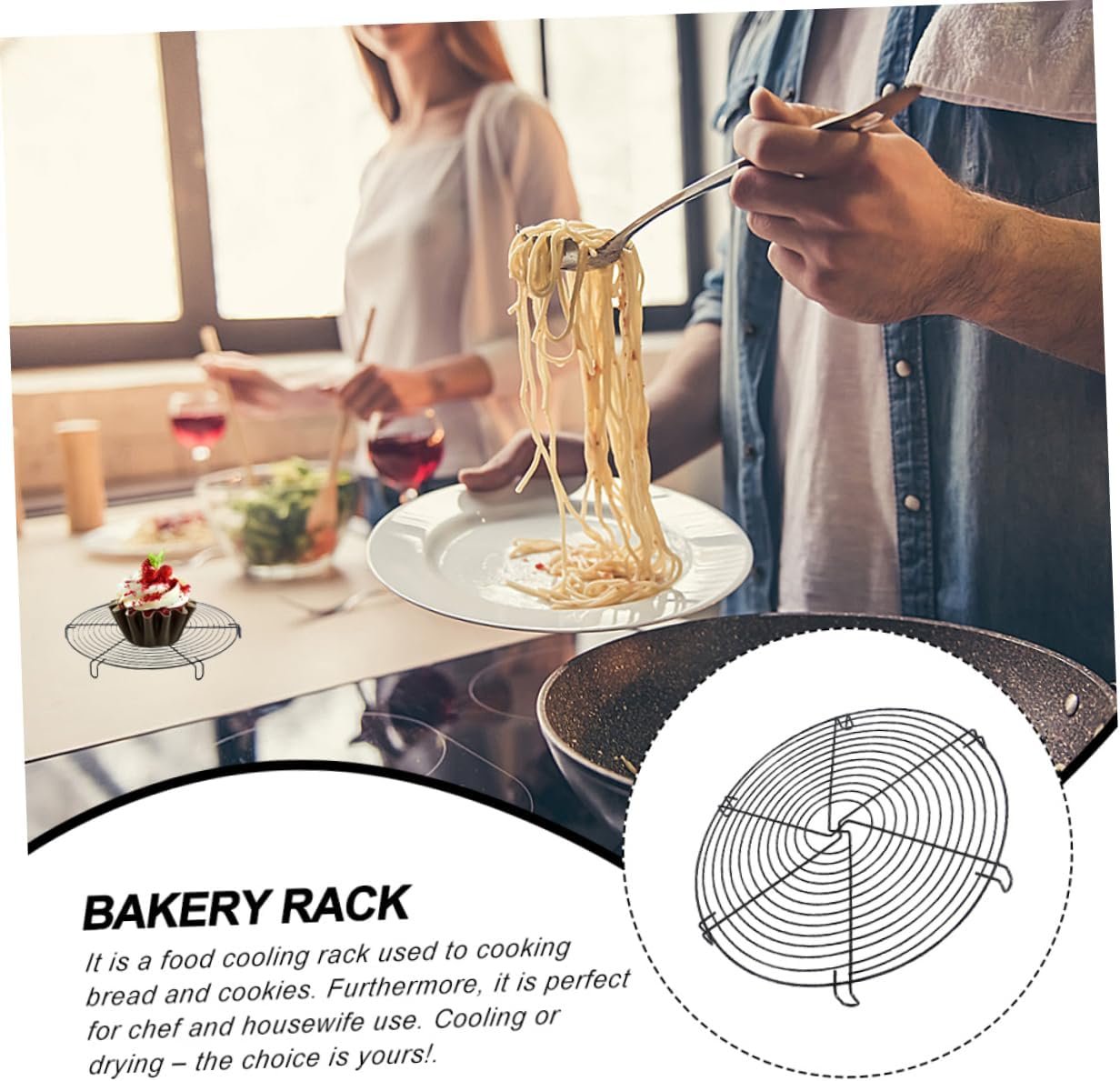 2pcs Cake Cooling Net Canning Rack Stainless Steel Cooling Rack Baking Food Steaming Basket Baking Cooling Rack Oven Rack Food Steamers Round Cooling Rack Iron Steam Engine Metal