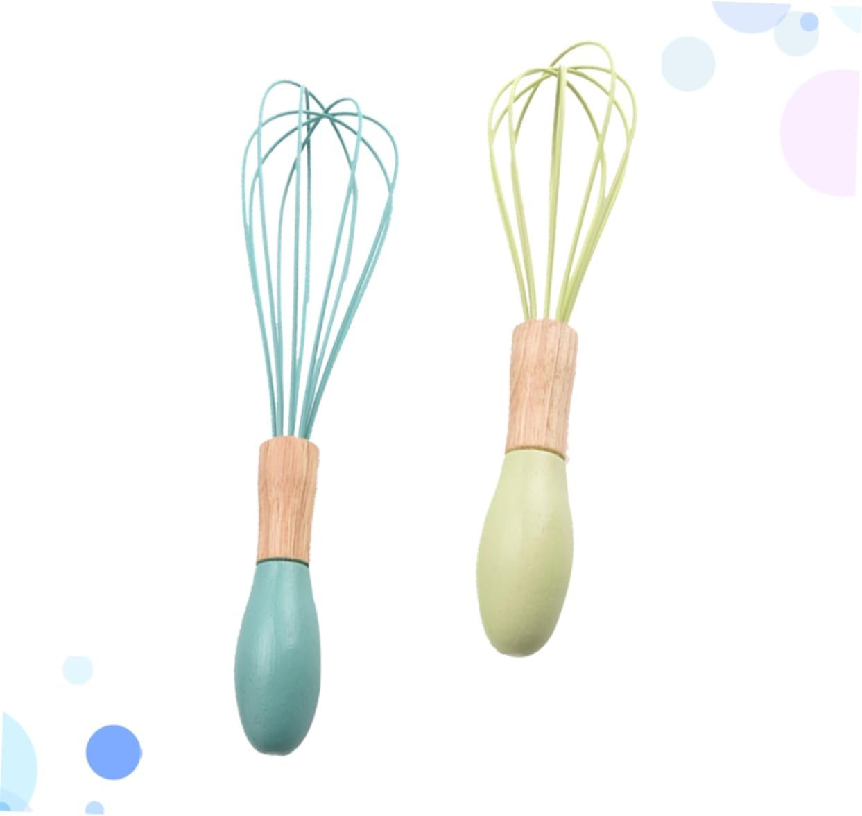 2pcs Hand Mixer Beaters Whisk for Blending Sauce Whisk Kitchen Egg Mixer Egg Blender Cooking Whisks Egg Frother Baking Whisk Egg Stirrer Wooden Manual To Rotate