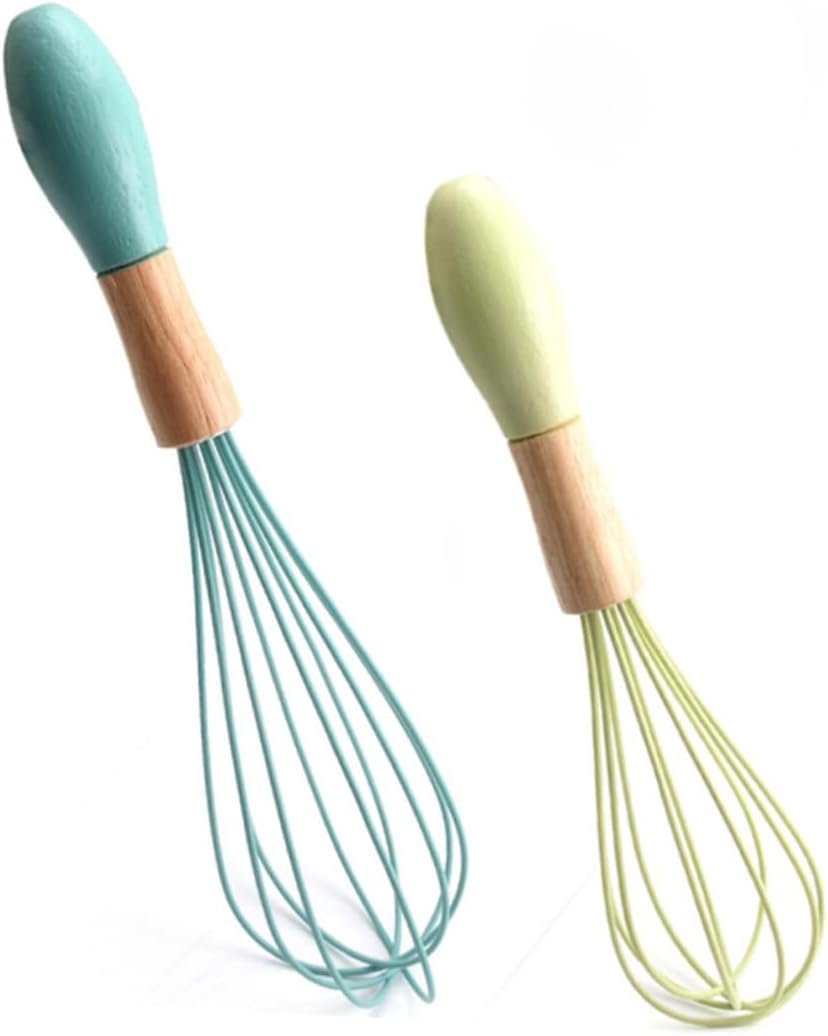 2pcs Hand Mixer Beaters Whisk for Blending Sauce Whisk Kitchen Egg Mixer Egg Blender Cooking Whisks Egg Frother Baking Whisk Egg Stirrer Wooden Manual To Rotate