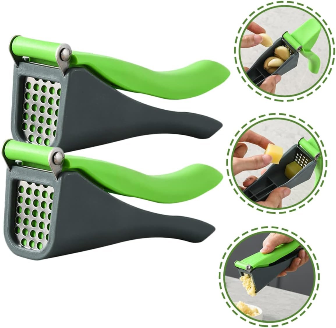 2pcs Manual Garlic Press Baby Rocker for Infants Garlic Presses Garlic Slicer Aluminum Alloy Garlic Masher Garlic Keeper Home Tools Food Grater Household Garlic Peeler Pp