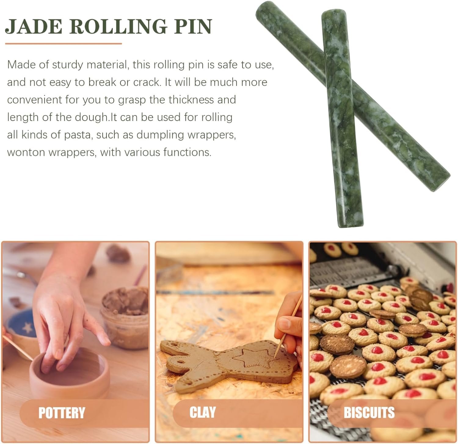 2pcs Rolling Pin Marble Dough Roller Bread Roller Pizza Dough Roller Dough Flattener Dumpling Roller Pastry Roller Baker Roller Dumpling Skin Jade Flattening Machine