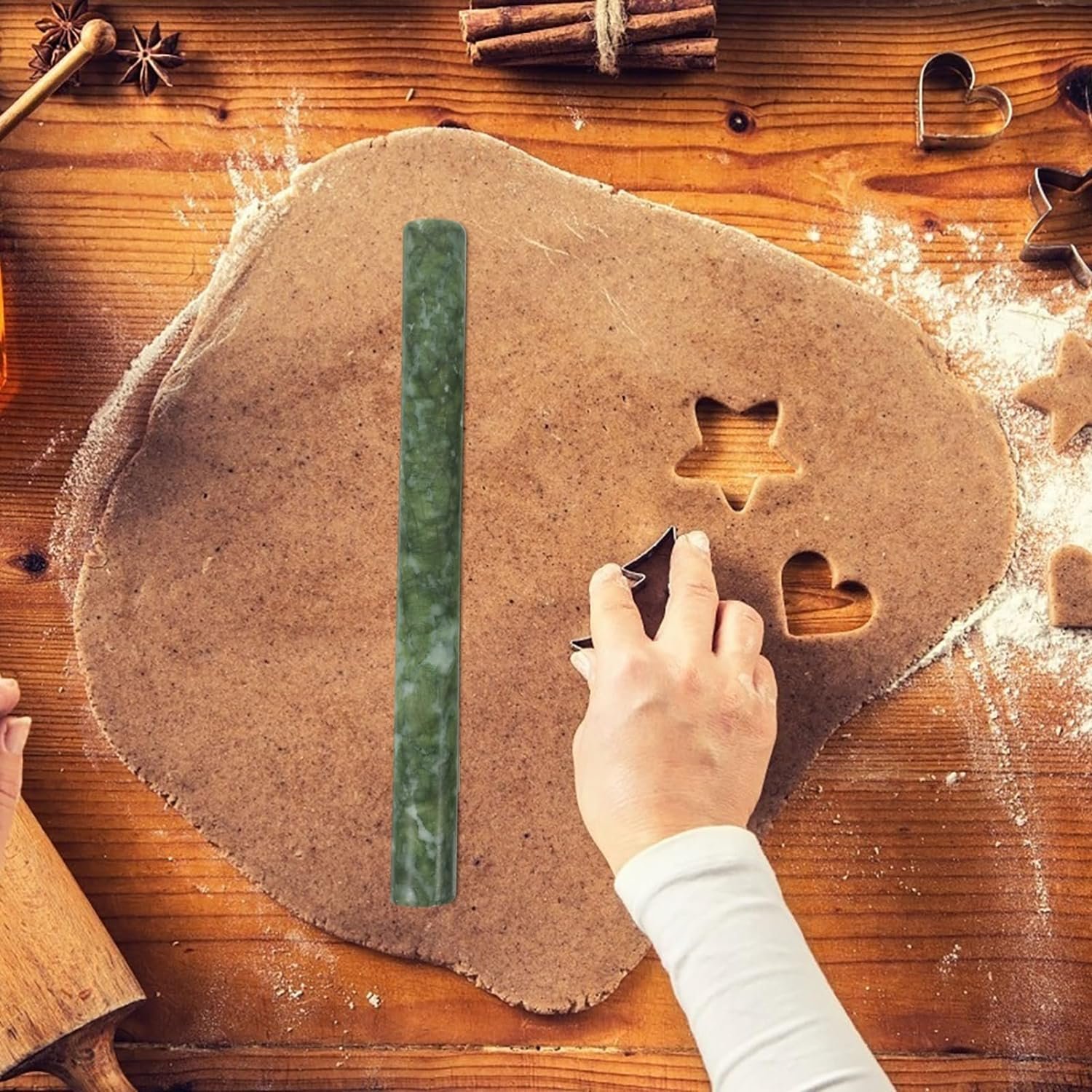 2pcs Rolling Pin Marble Dough Roller Bread Roller Pizza Dough Roller Dough Flattener Dumpling Roller Pastry Roller Baker Roller Dumpling Skin Jade Flattening Machine