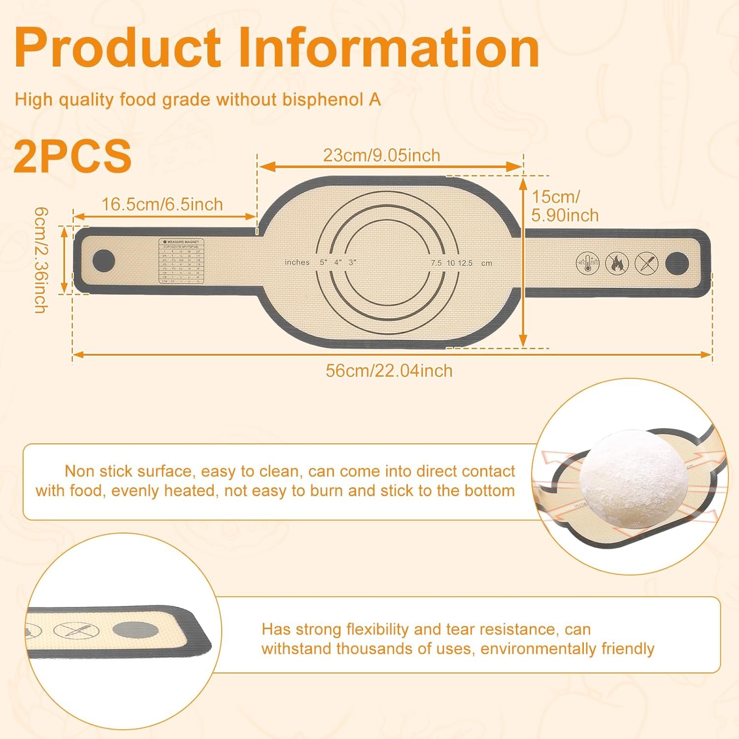 2Pcs Silicone Bread Sling Dutch Oven, Non Stick Silicone Bread Baking Mat, Bread Baking Sheet Liner, Sourdough Bread Baking Mat, Dutch Oven Liner, Reusable Round Bread Baking Mats 2Pcs Silicone Bread Sling Dutch Oven, Non Stick Silicone Bread Baking Mat, Bread Baking Sheet Liner, Sourdough Bread Baking Mat, Dutch Oven Liner, Reusable Round Bread Baking Mats