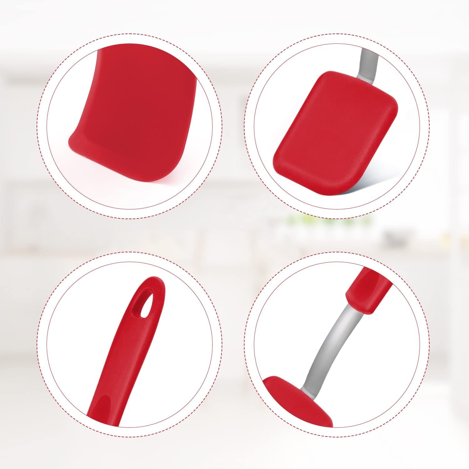 2pcs Small Silicone Spatula, Mini Silicone Spatula Turner Heat-Resistant Scratch Flipper Baking Utensil for Fish, Eggs, Pancakes, Wok (Black, Red)