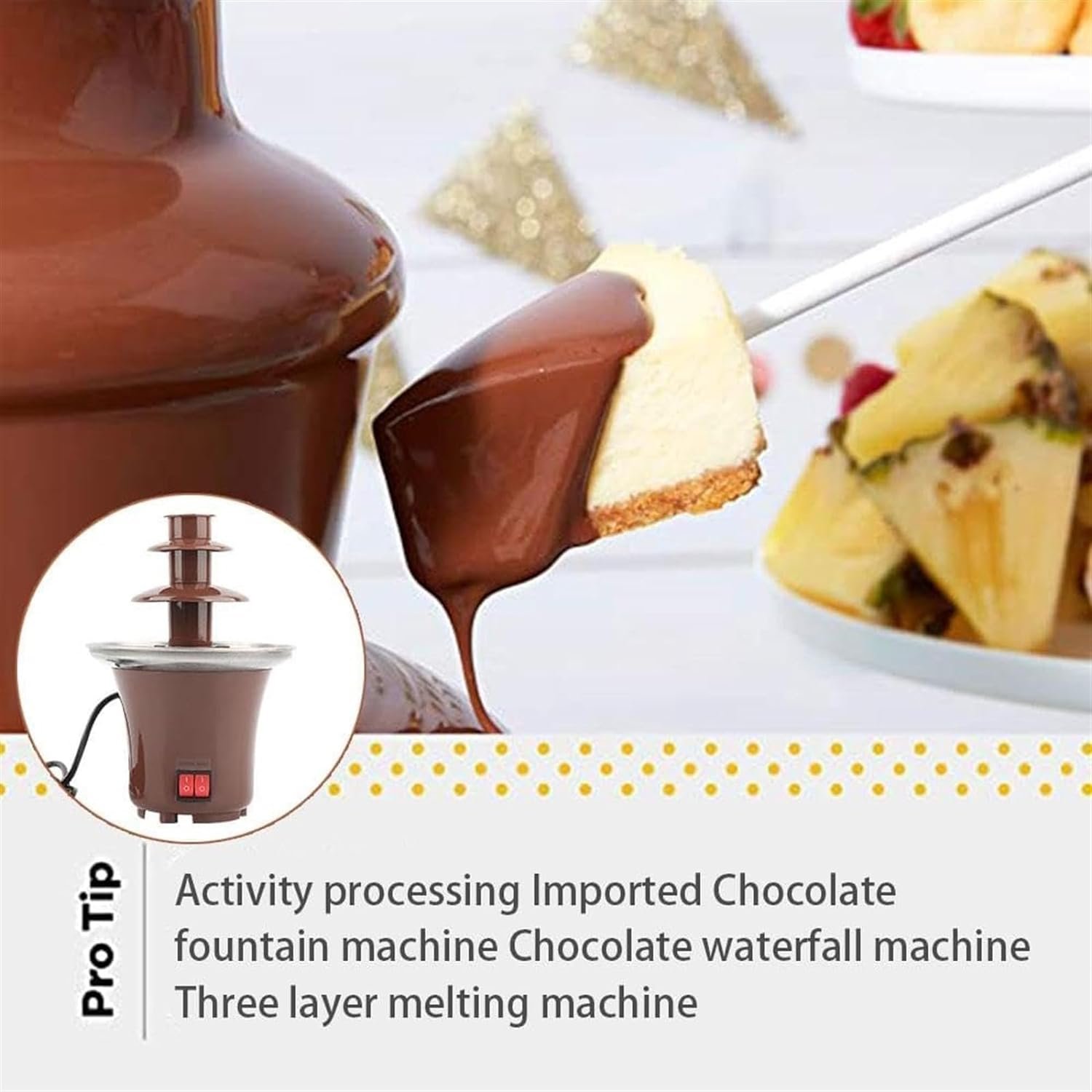 3 Layer Household Chocolate Fountain, Chocolate Melt Fondue, Chocolate Lava Machine For Melting Chocolate, Chocolate Tower 3 Layer Household Chocolate Fountain, Chocolate Melt Fondue, Chocolate Lava Machine For Melting Chocolate, Chocolate Tower