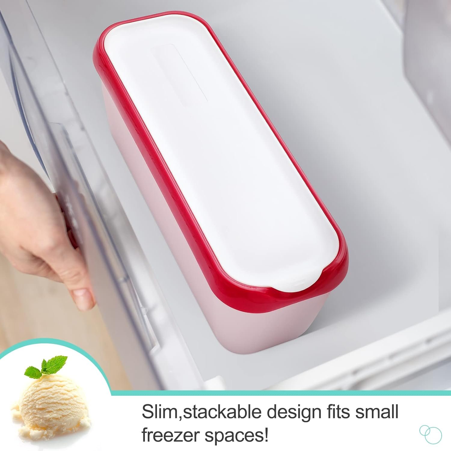 3 Pack Ice Cream Containers with Lid Reusable Ice Cream Maker or Homemade Ice Cream 1.5 Quart, Included Stainless Steel Ice Cream Scooper, 3 Colors