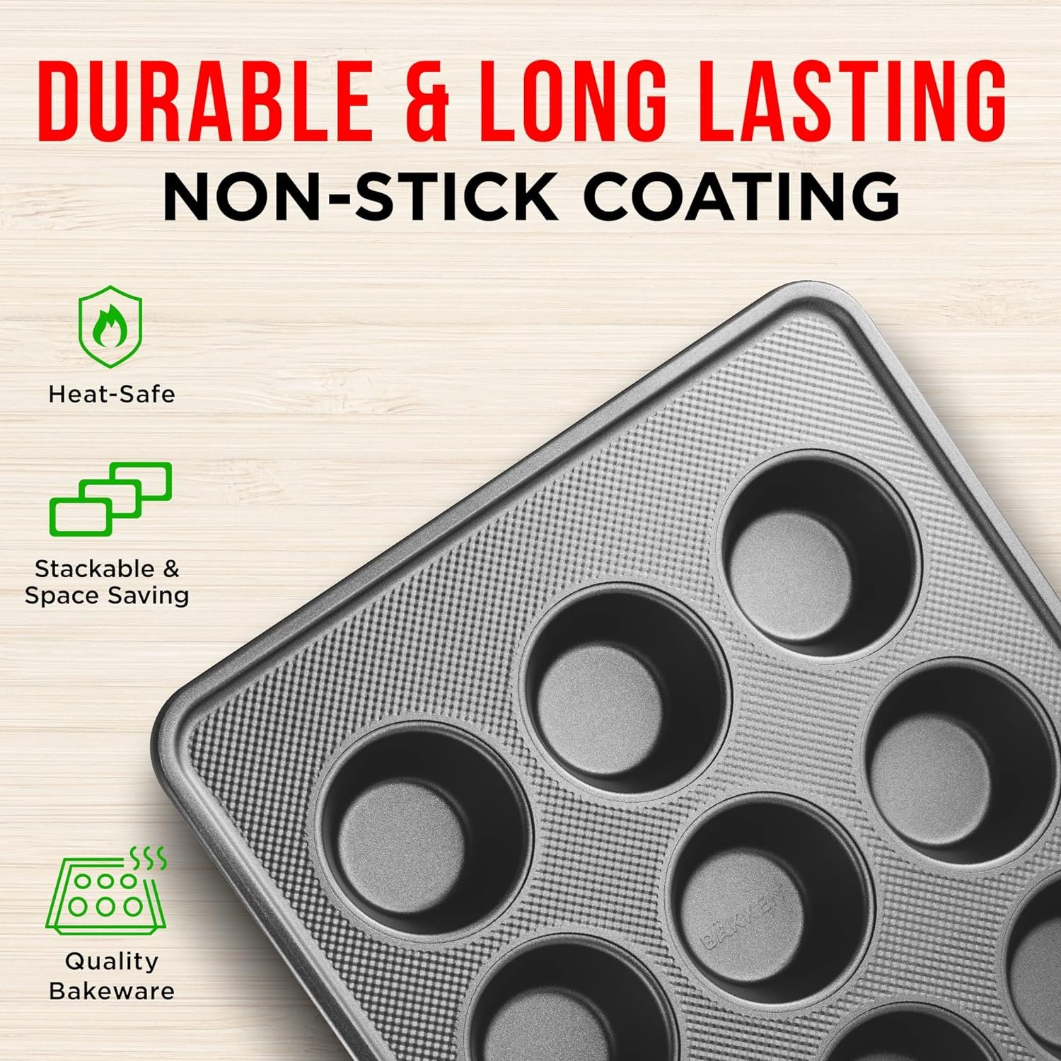 3 Piece Set Nonstick Carbon Steel Oven Bakeware -Professional Quality Kitchen Cooking Baking Trays -PFOA, PFOS, PTFE-Free Small, Medium  Large Baking Sheet Pans