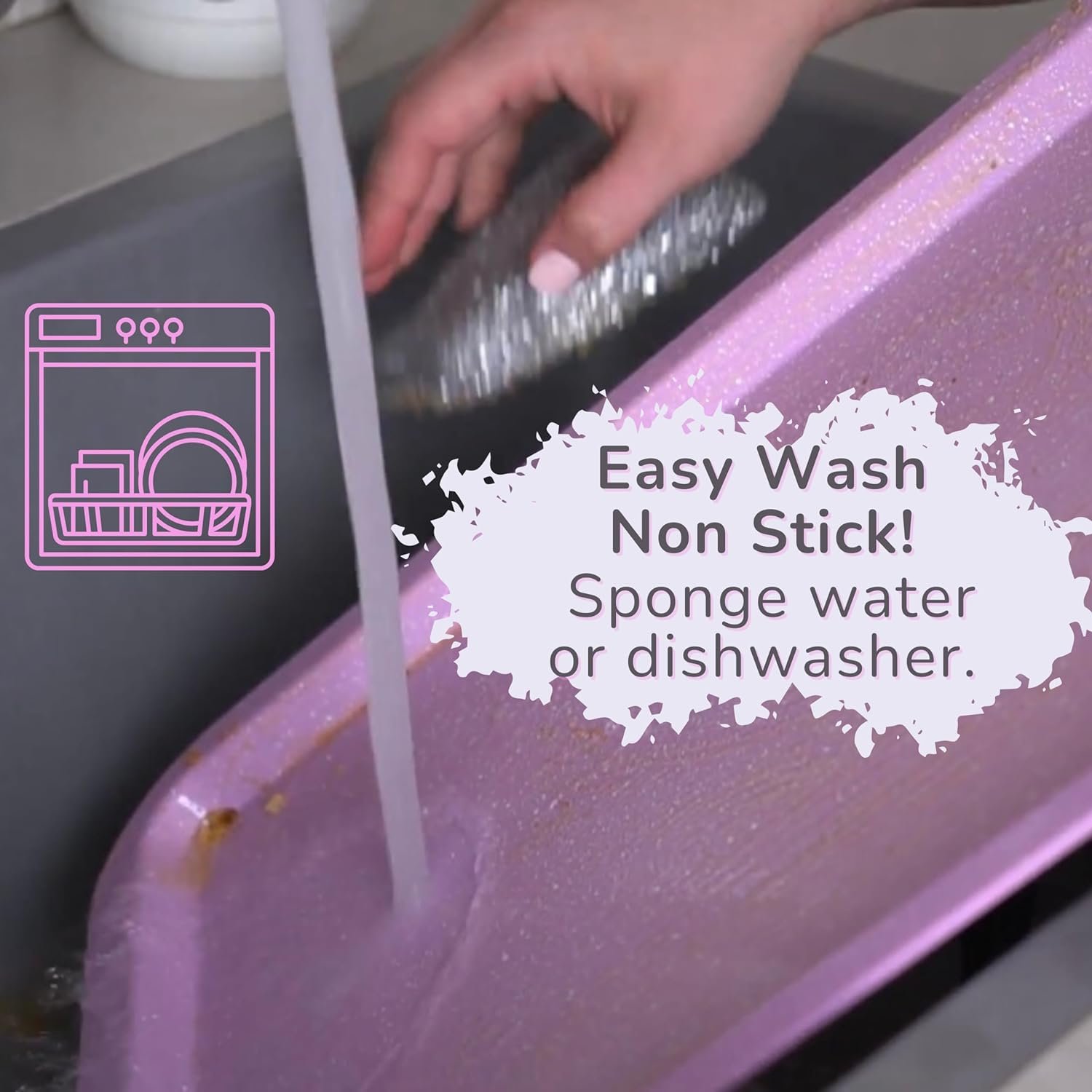 3 Pink Baking Sheet with Cooling Rack Pink Pans Set - Pink Cookie Sheet for Baking Nonstick with Wire Rack - Set of 3 Pink Baking Sheets for oven