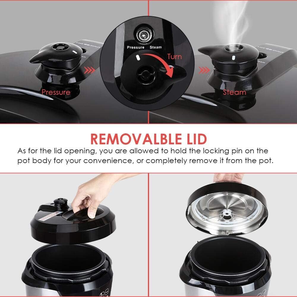 3 Quart Pressure Cooker 8 IN 1 Multi Use Programmable Instant Cooker Electric Pressure Pot with Slow Cooker, Rice Cooker, Steamer, Sauté, Brown, Warmer