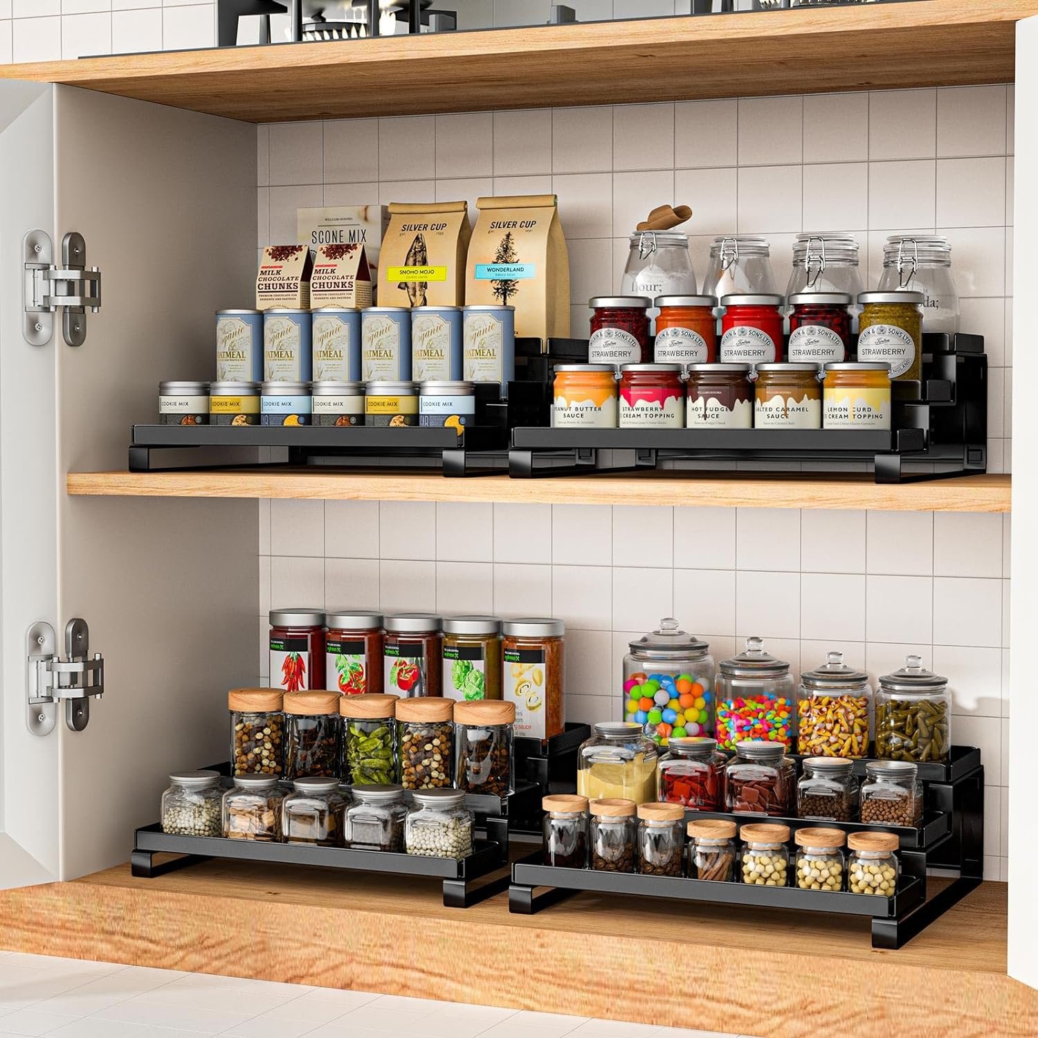3-Tiered Shelf Organizer, Sturdy Countertop Spice Rack for Cabinet, Metal Rustproof Spice Storage Holder, Step Spice Shelf Kitchen Cupboard Pantry Seasoning Rack,White 3-Tiered Shelf Organizer, Sturdy Countertop Spice Rack for Cabinet, Metal Rustproof Spice Storage Holder, Step Spice Shelf Kitchen Cupboard Pantry Seasoning Rack,White
