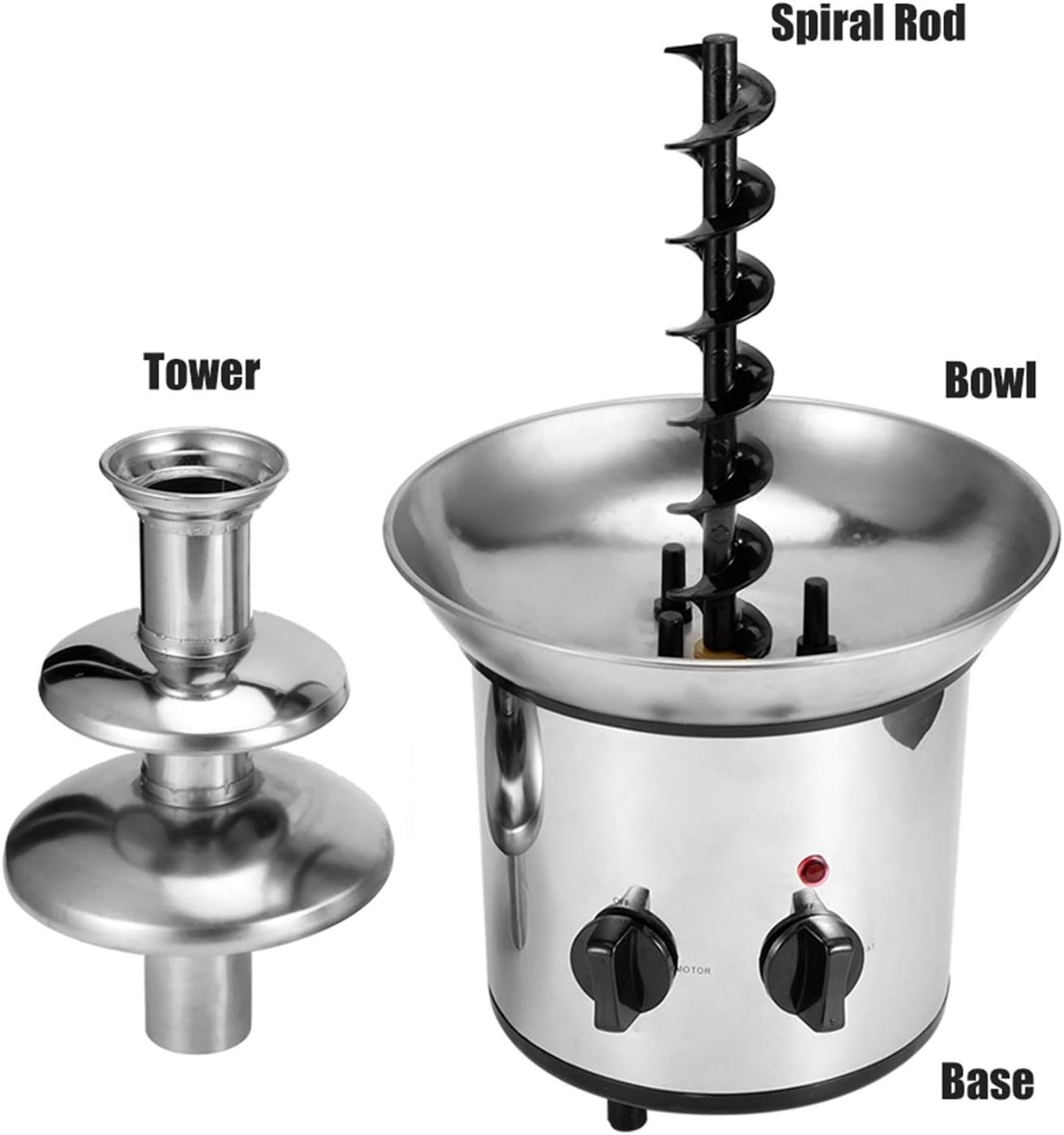 3 Tiers Chocolate Fountain Machine Maker, Electric Melting Machine Chocolate Fountain with Spiral Rod and Tower Detachable Structure Design Suitable for Weddings Parties Coffee Shop(US)
