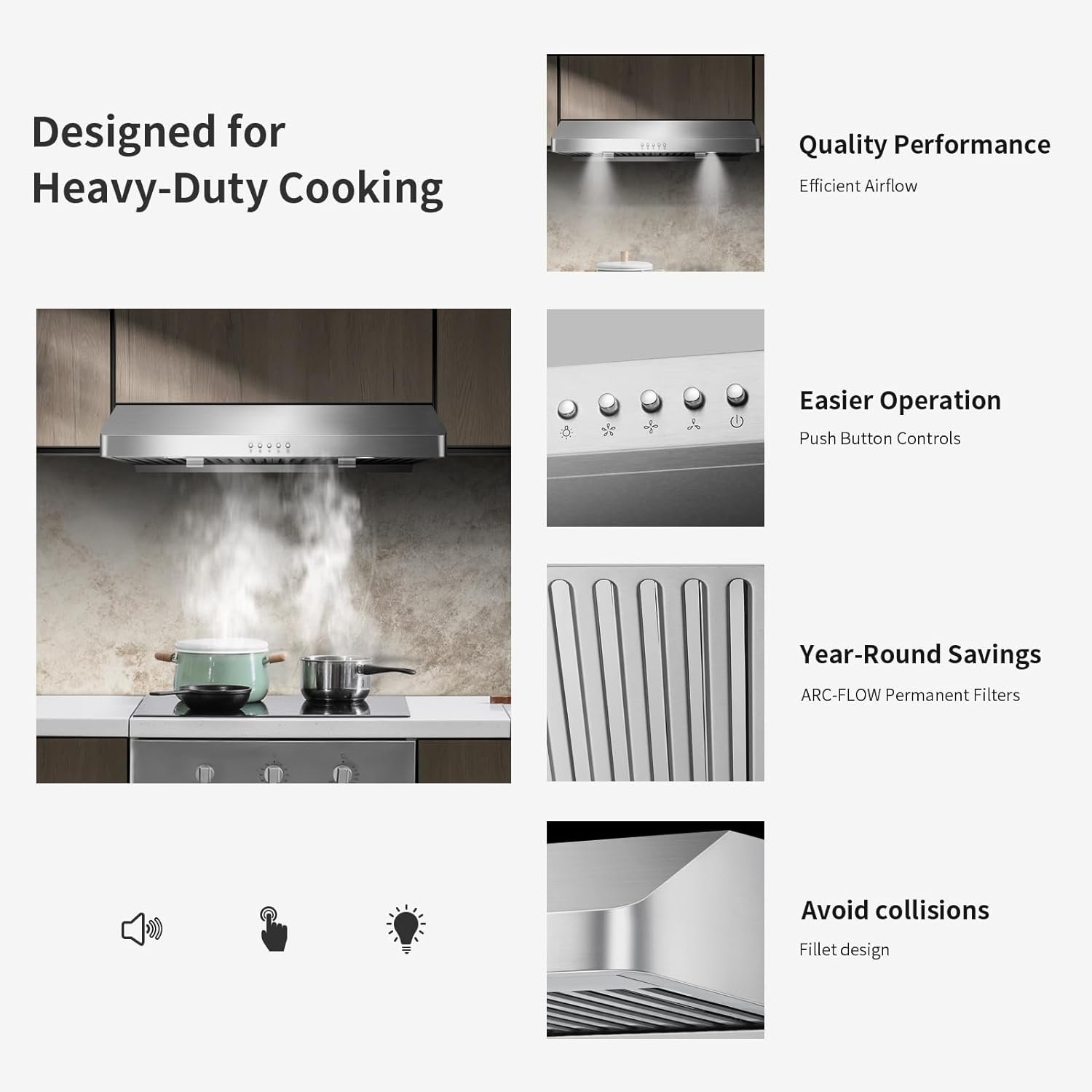 30 Inch Under Cabinet Range Hood with Two Powerful Motors, 750CFM,3 Speed Exhaust Fan, 2 Pcs Baffle Filters and Stainless Steel Vent Stove Hood 30 Inch Under Cabinet Range Hood with Two Powerful Motors, 750CFM,3 Speed Exhaust Fan, 2 Pcs Baffle Filters and Stainless Steel Vent Stove Hood