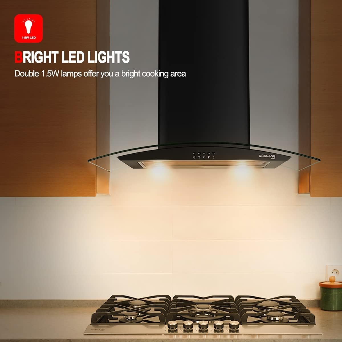 30 Range Hood, GASLAND Chef GR30SP Glass Wall Mount Range Hood, 3 Speed 350 CFM Ducted Kitchen Hood with LED Lights, Push Button Control, Convertible Chimney, Aluminum Filter 30 Range Hood, GASLAND Chef GR30SP Glass Wall Mount Range Hood, 3 Speed 350 CFM Ducted Kitchen Hood with LED Lights, Push Button Control, Convertible Chimney, Aluminum Filter