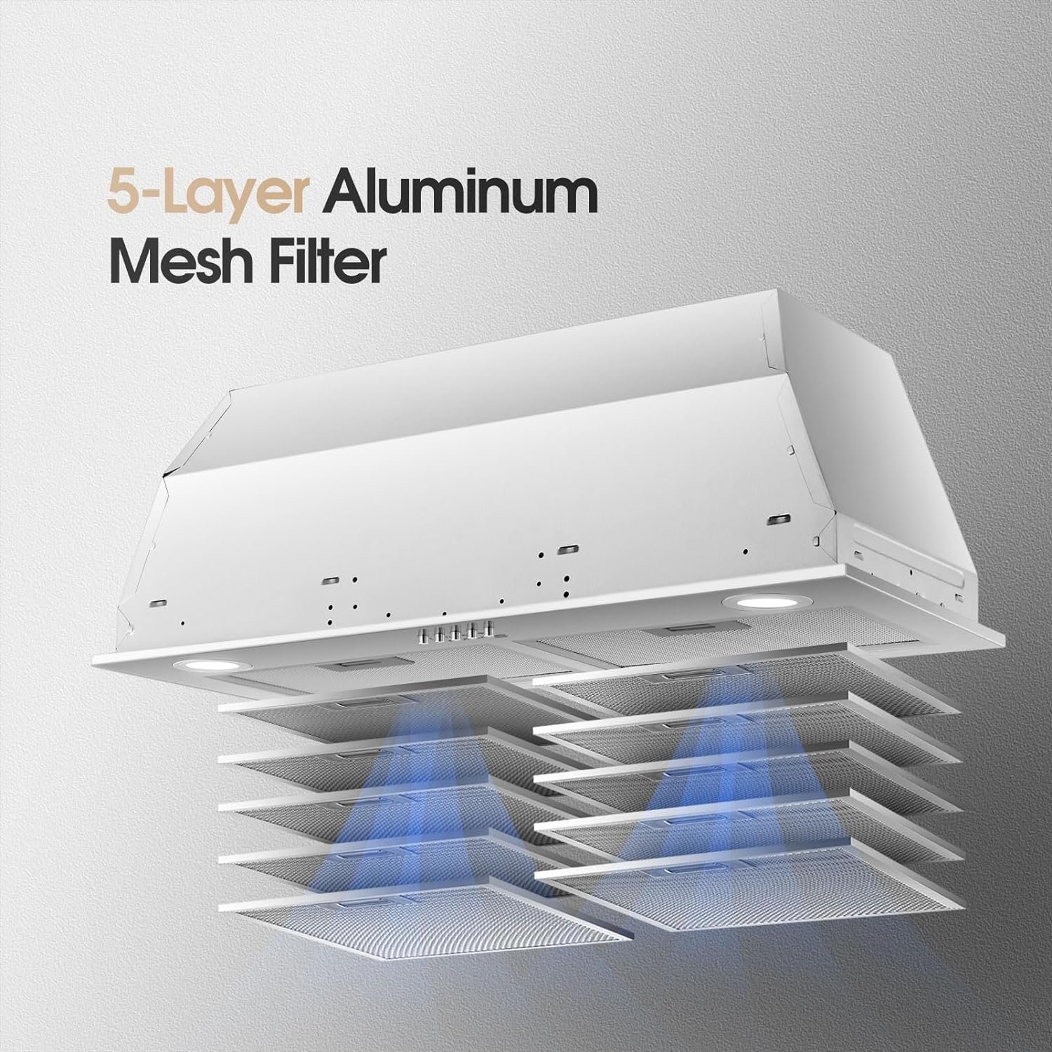 30 Range Hood Insert, GASLAND Chef BI30SP 30 inch Built-in Range Hood, Vent Hood Insert with LED lights, Ducted Stove Hood 350 CFM, Push Button Control, Aluminum Mesh Filters