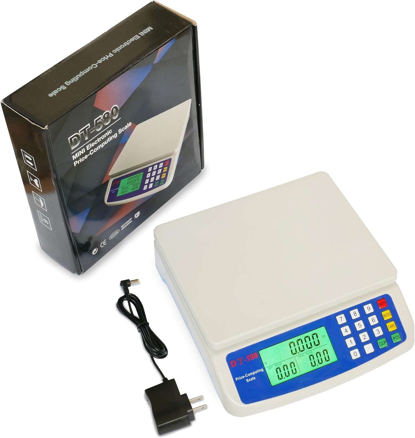 30kg x 1g Electronic Computing Scale, MOCCO LCD Digital Commercial Food Produce Scales 66LB Capacity with AC Adapter for Meat Weighting Kitchen Stores Restaurant Market