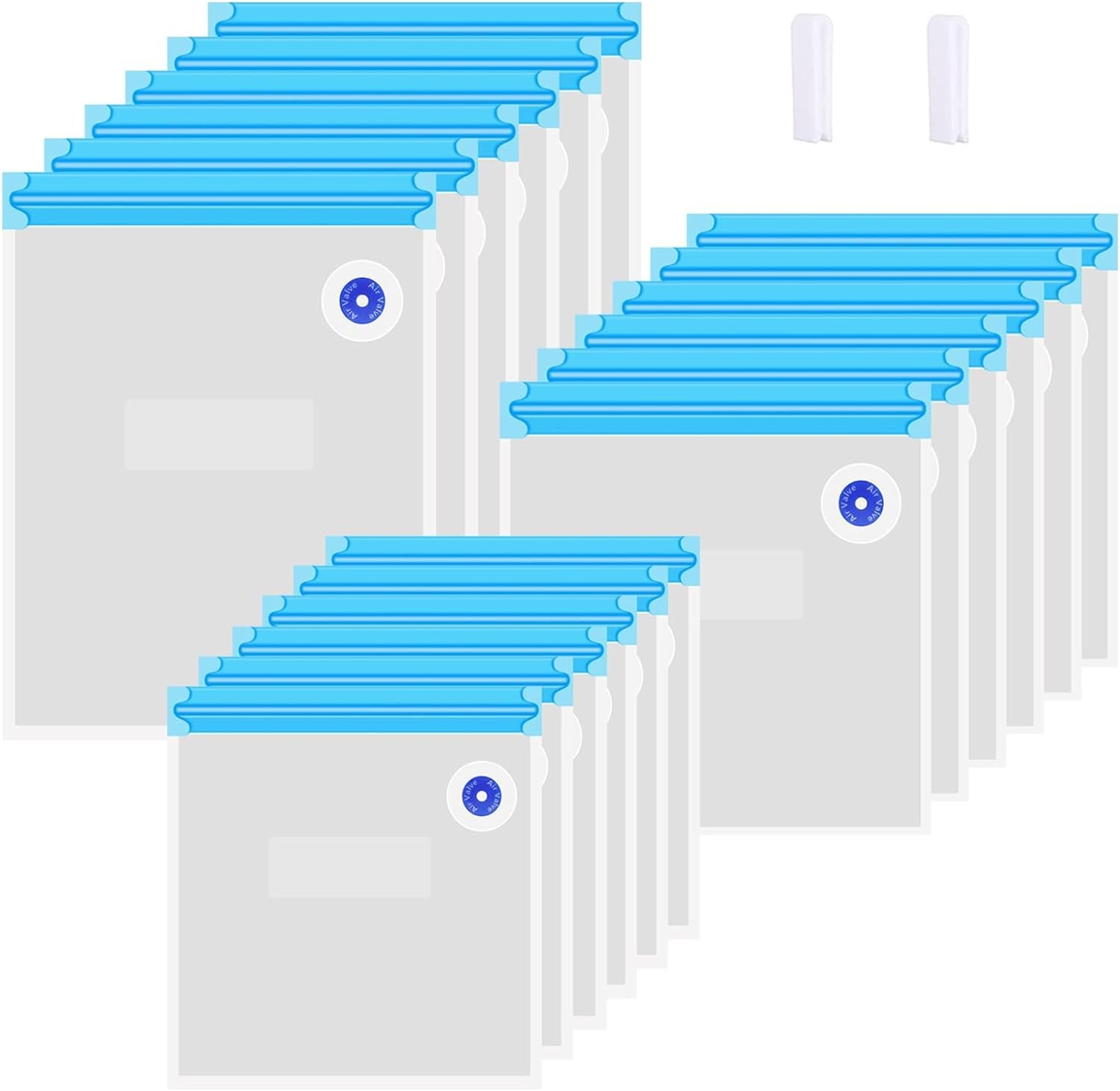 30PCS Sous Vide Bags Kit - 18 Reusable Vacuum Zipper Bags, 6 Sealing Clips, 1 Hand Pump and 5 Air Valve for Vacuum Sealer and Food Storage, Sous Vide Cooking Bags Set for Anova and Joule Cookers 30PCS Sous Vide Bags Kit - 18 Reusable Vacuum Zipper Bags, 6 Sealing Clips, 1 Hand Pump and 5 Air Valve for Vacuum Sealer and Food Storage, Sous Vide Cooking Bags Set for Anova and Joule Cookers