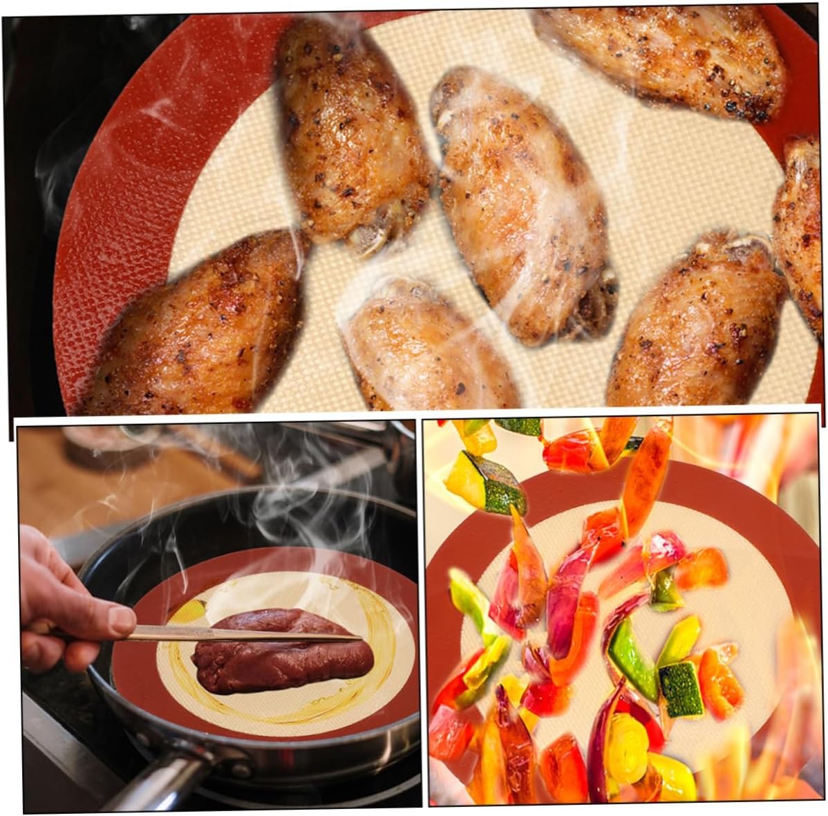 3pcs Baking Mat Silicone Microwave Mat Nonstick Bakeware Mat Bbq Grilling Mat Steaming Mesh Microwave Trivet Mat Toaster Pad Steamer Liner Non Stick Micro-wave Oven