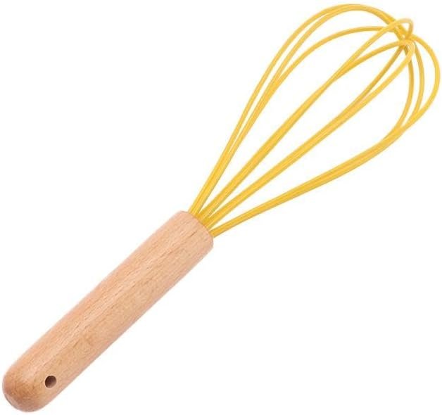 3Pcs Silicone Whisk Set,Manual Egg Beater Wooden Handle Silicone Heat Resistant Whisk,Egg Beater for Blending,FrothingStirring(8inch10inch12inch)