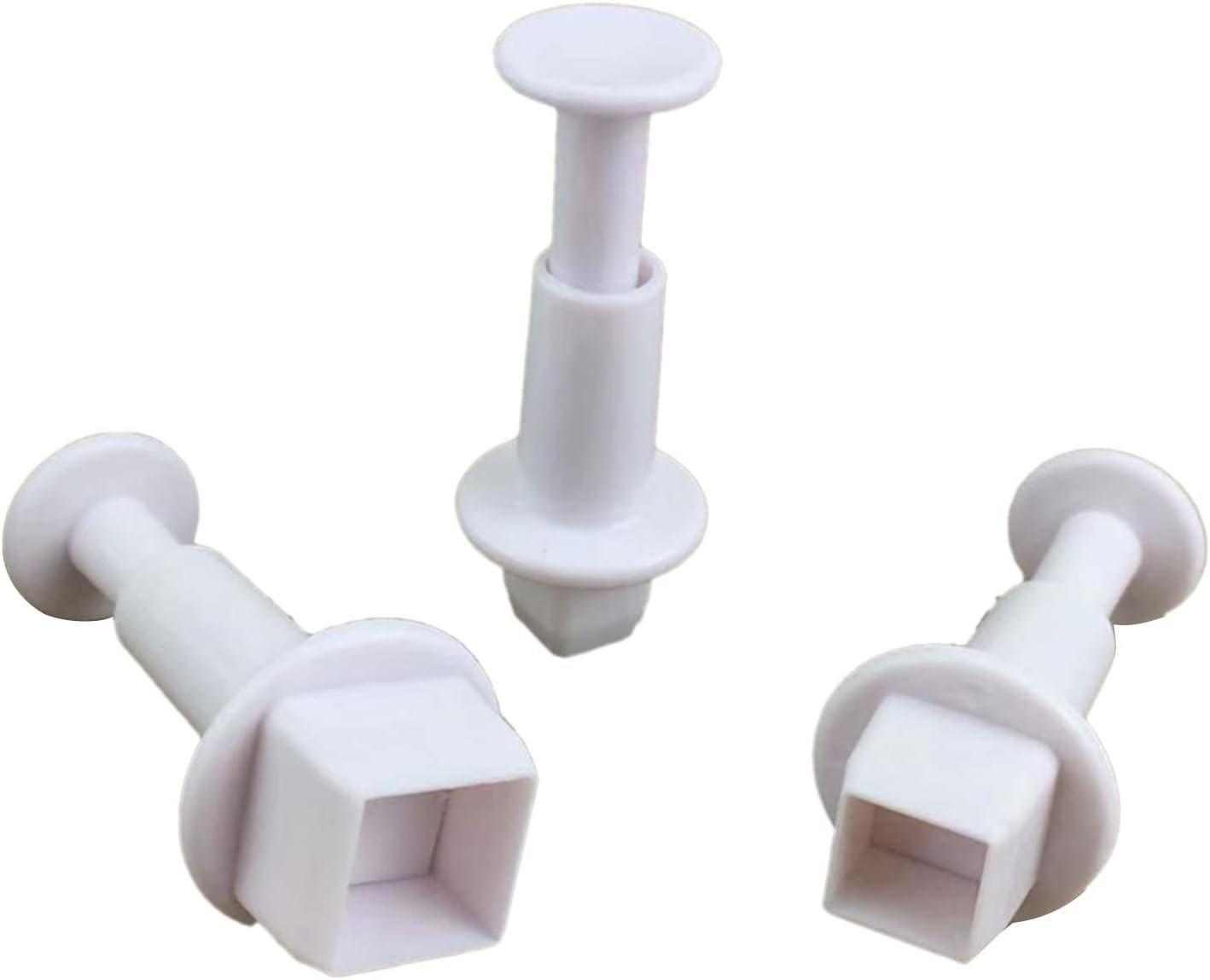 3Pcs Square Plunger Cookie Cutter DIY Square Cake Fondant Mold Plastic Cake Decorating Tools Baking Accessories Fondant Cutter Plunger Shapes Set For Cake Decorating