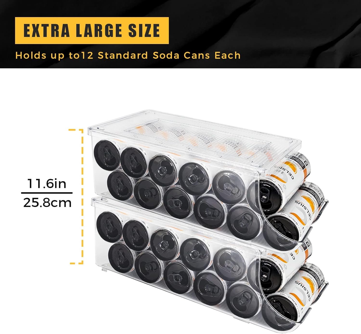 4 Pack Skinny Can Organizer for Refrigerator, Stackable Tall Skinny Soda Pop Can Holder Dispenser with Lid for Fridge Pantry Rack Freezer, Clear Plastic Storage Bins-Holds 12 Slim Cans Each 4 Pack Skinny Can Organizer for Refrigerator, Stackable Tall Skinny Soda Pop Can Holder Dispenser with Lid for Fridge Pantry Rack Freezer, Clear Plastic Storage Bins-Holds 12 Slim Cans Each