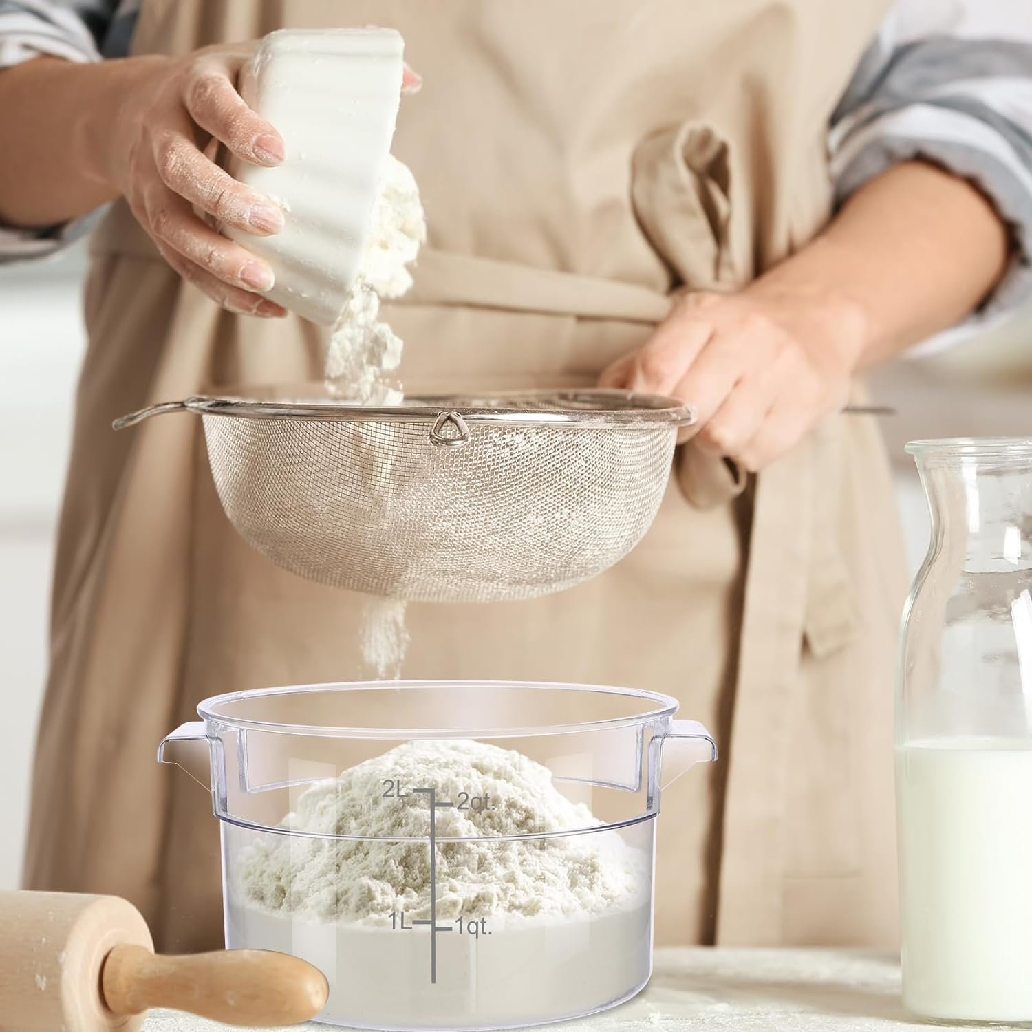 4 Pcs Food Storage Container with Lids Set Proof Dough Round Clear Commercial Containers with Scales and Handles for Bread Dough Rise Home Restaurant Food Storage(1 Qt 2 Qt 4 Qt 6 Qt) 4 Pcs Food Storage Container with Lids Set Proof Dough Round Clear Commercial Containers with Scales and Handles for Bread Dough Rise Home Restaurant Food Storage(1 Qt 2 Qt 4 Qt 6 Qt)