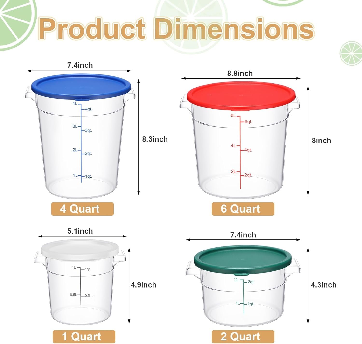 4 Pcs Food Storage Container with Lids Set Proof Dough Round Clear Commercial Containers with Scales and Handles for Bread Dough Rise Home Restaurant Food Storage(1 Qt 2 Qt 4 Qt 6 Qt) 4 Pcs Food Storage Container with Lids Set Proof Dough Round Clear Commercial Containers with Scales and Handles for Bread Dough Rise Home Restaurant Food Storage(1 Qt 2 Qt 4 Qt 6 Qt)