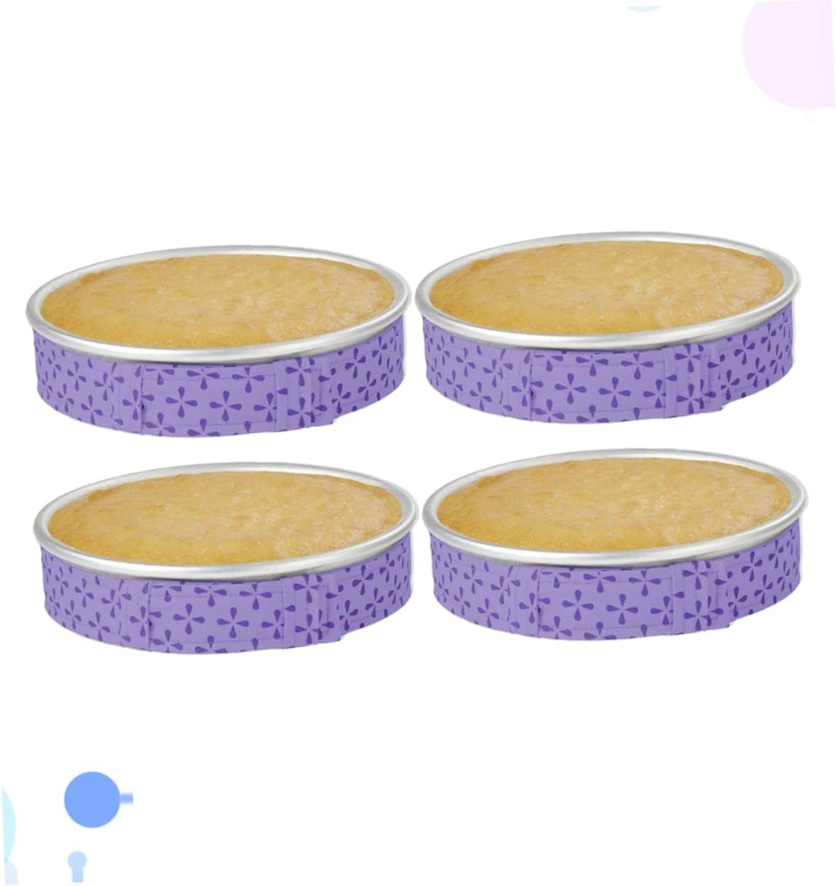 4 Pcs Mini Jugs Square Cake Pan Strips Cake Baking Accessories and Tools Cake Sleeves Adjustable Belt Bake Even Strips Square Griddle Baking Pan Belt Baking Tool Purple