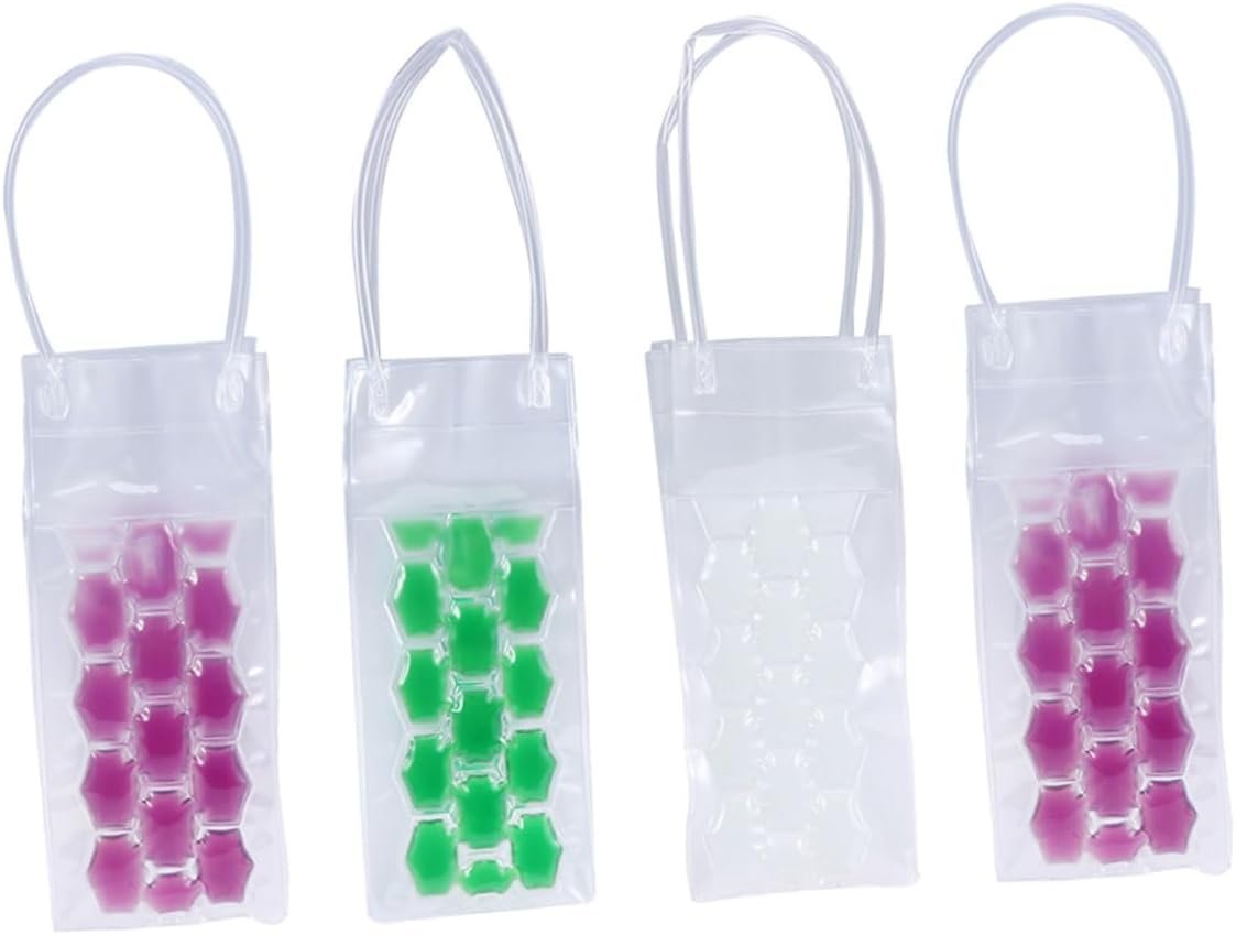 4 Pcs Wine Chiller Ice Carrier Wine Cooler Bag Ice Cooling Bottle Bag Wine Bottle Cooling Carrier Bottle Ice Bag Wine Bag with Handles Wine Cooling Bag Wine Cabinet Gel