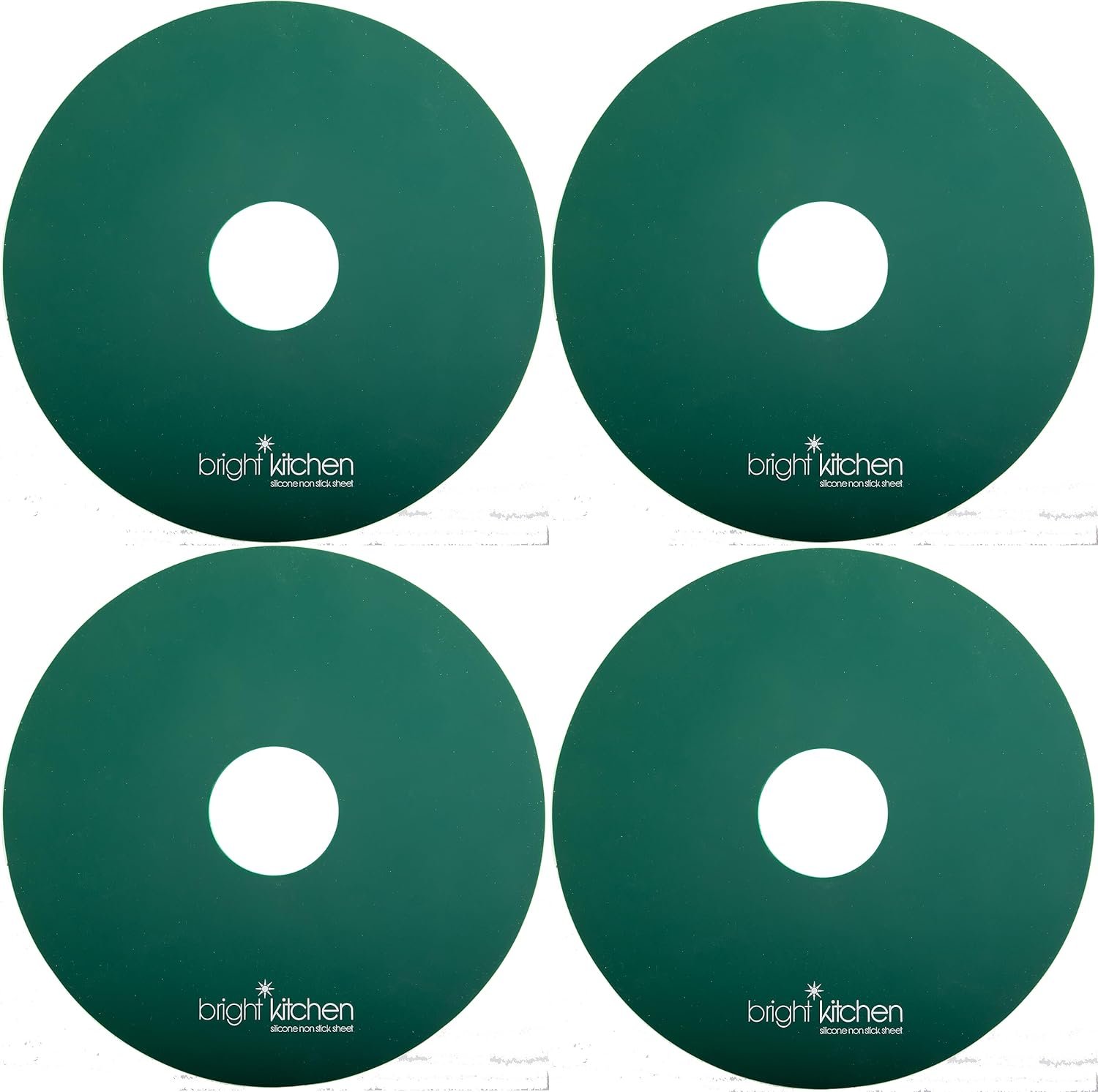4 Silicone Dehydrator Sheets NON-Toxic for Nesco Round Dehydrators Fruit Roll Up Fruit Leather Circle ReUsable Flexible Non Stick - 4 FLAT Sheets