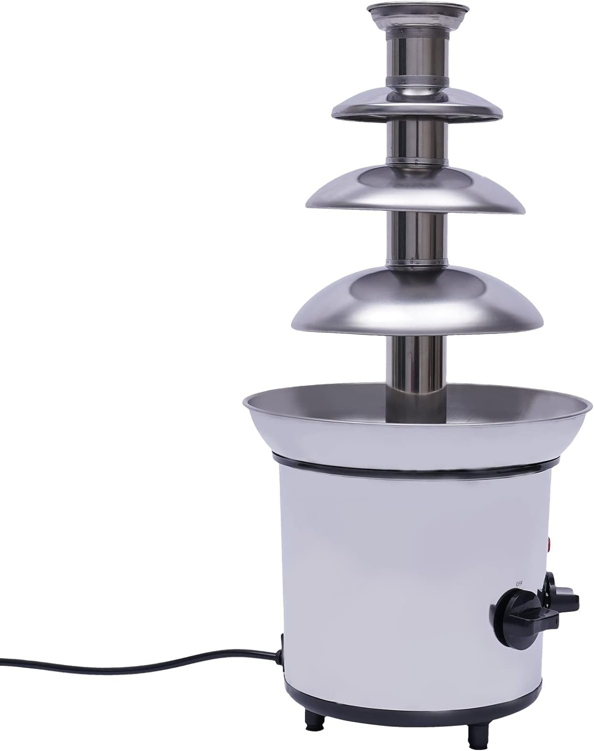 4-Tier Chocolate Fondue Fountain Machine, Stainless Steel Electric Hot Chocolate Fondue Tower, 2.2lbs Chocolate Warm Dipping Machine for Parties Restaurant Wedding