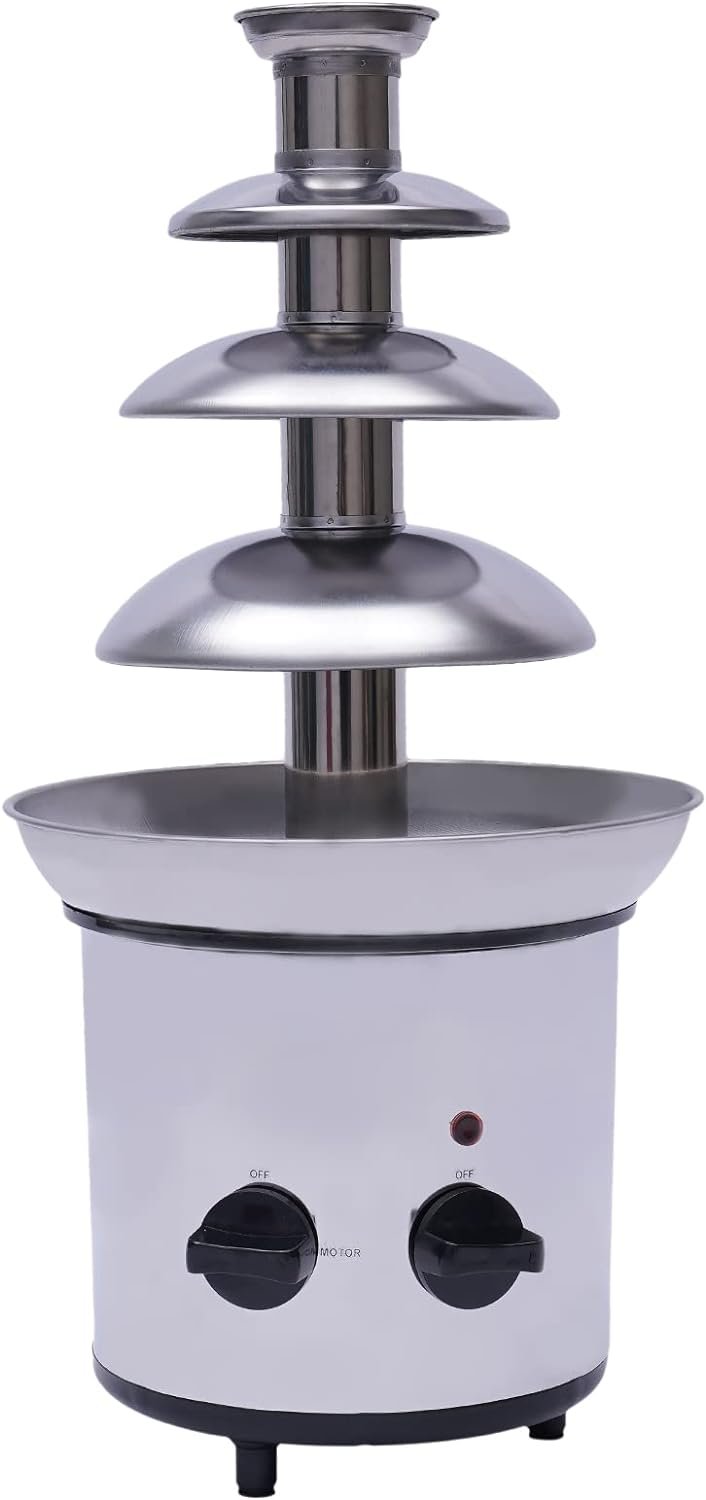 4 Tiers Chocolate Fountain Machine,Commercial Stainless Steel Hot Luxury Chocolate Cream Fountain Kit NEW
