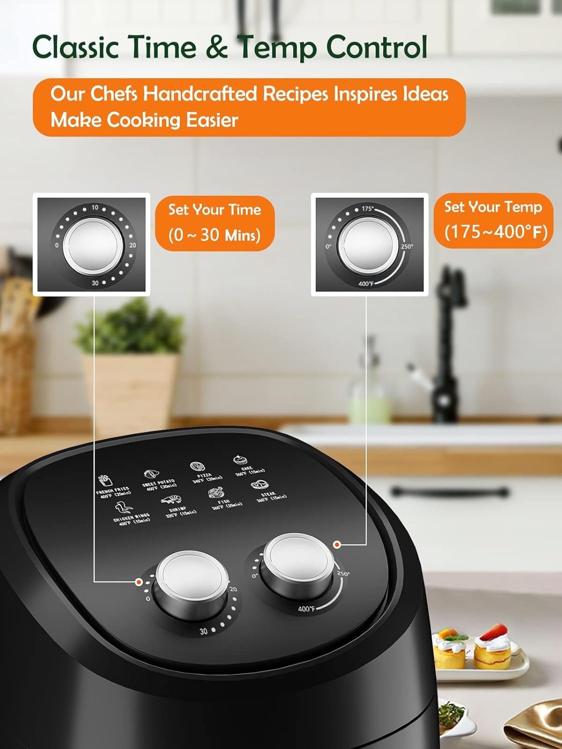 4.5 QT Digital Upgraded Air Fryers Cooker 8 Preset Menus Hot Air Fryer with Auto Shut Off 30 Minute Timer Adjustable Temperature Control Nonstick Tray 1400W Blue 4.5 QT Digital Upgraded Air Fryers Cooker 8 Preset Menus Hot Air Fryer with Auto Shut Off 30 Minute Timer Adjustable Temperature Control Nonstick Tray 1400W Blue