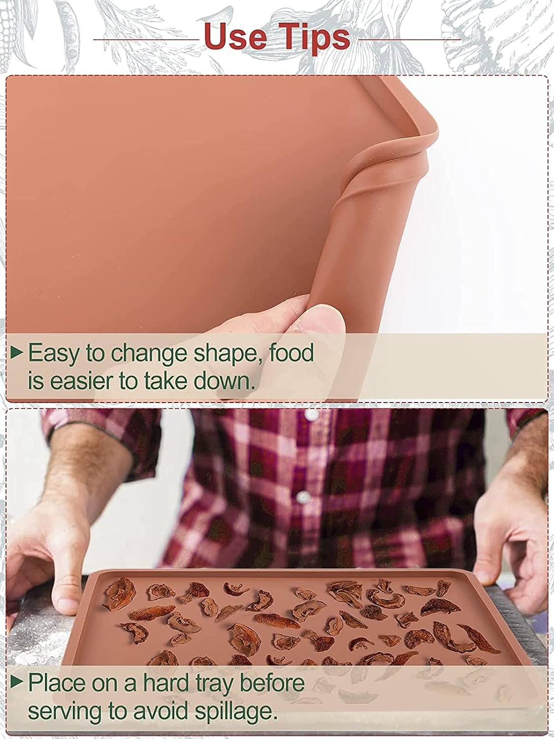 4PCS Silicone Dehydrator Mats with Edge - Silicone Sheets Compatible with Cosori CP267-FD, Nonstick Silicone Tray Liner, High Temperature Resistance Reusable for Fruits Meat Vegetables Herbs 4PCS Silicone Dehydrator Mats with Edge - Silicone Sheets Compatible with Cosori CP267-FD, Nonstick Silicone Tray Liner, High Temperature Resistance Reusable for Fruits Meat Vegetables Herbs