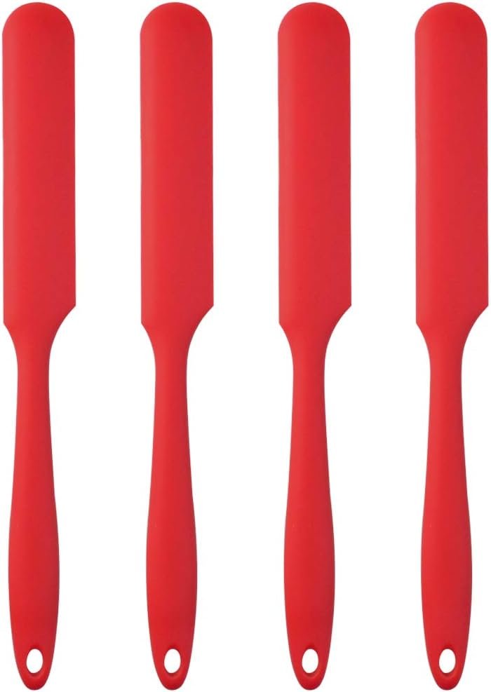 4pcs Silicone Spatula Set Heat Resistant Cake Cream Butter Spatulas Mixing Batter Scraper Non-Stick Flexible Baking Cooking Tool 4 Colors (multicolor)