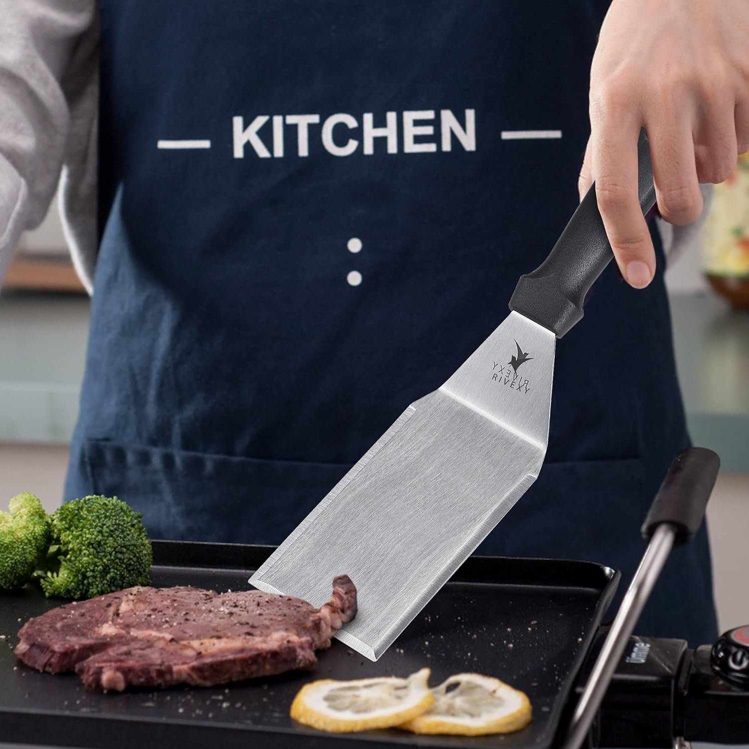 5 Pcs Grill Spatula for Outdoor Grill Premium Quality Metal Spatula for Cast Iron Skillet Durable Flat Top Grill Accessories Great for Outdoor BBQ Teppanyaki and Camping 5 Pcs Grill Spatula for Outdoor Grill Premium Quality Metal Spatula for Cast Iron Skillet Durable Flat Top Grill Accessories Great for Outdoor BBQ Teppanyaki and Camping