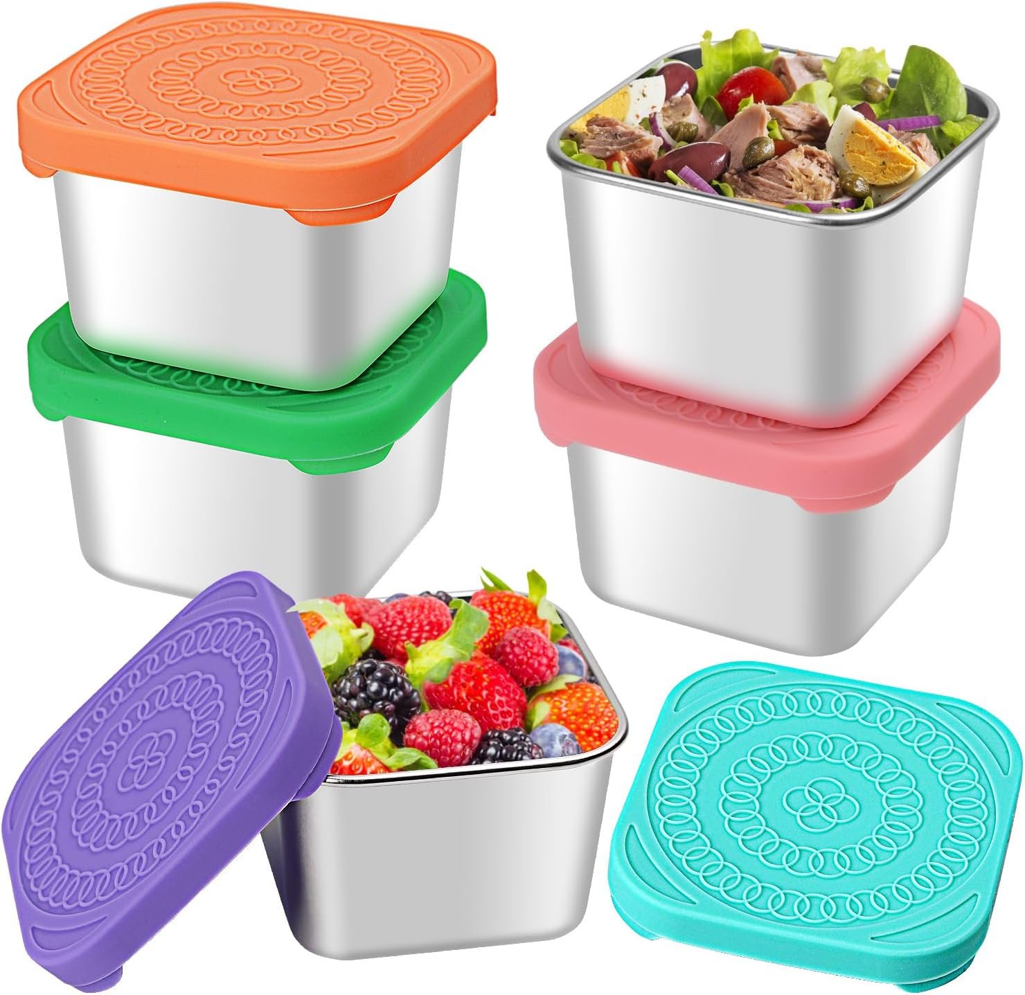 5Pack 6oz Stainless Steel Snack Containers, Small Metal Food Storage Container with Silicone Lids, Leakproof Snack Lunch Container for Office, Travel 5Pack 6oz Stainless Steel Snack Containers, Small Metal Food Storage Container with Silicone Lids, Leakproof Snack Lunch Container for Office, Travel