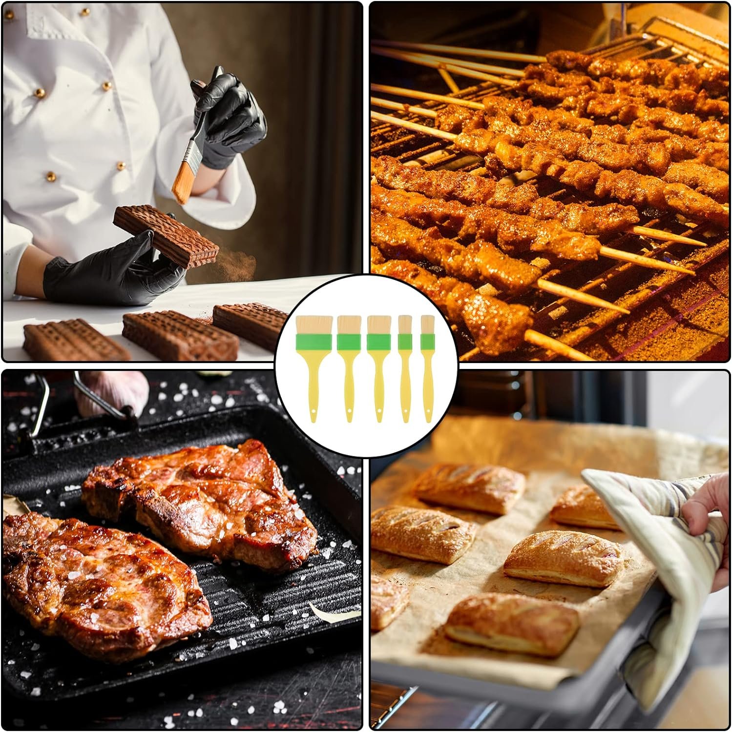 5pcs Oil Brushes for Cooking, Multifunctional Food Brush for Oil Butter Sauce Egg Liquid Pastry Brush for Baking Basting Brush BBQ Brushes Kitchen Barbecue Accessories