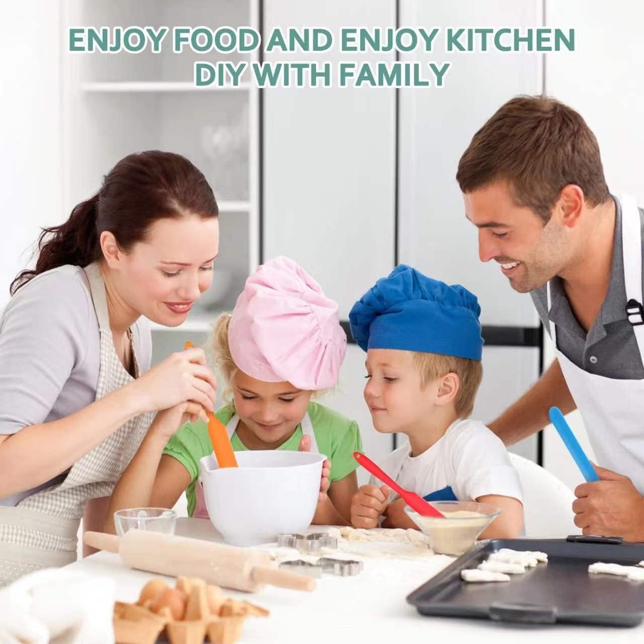 5Pcs Silicone Jar Spatulas - Cake Cream Spatulas Set, 9.8 inch Non-Stick Heat Resistant Mixing Butter Spatulas Baking Scrapers for Jars Blenders Cooking Stirring (5 Color)