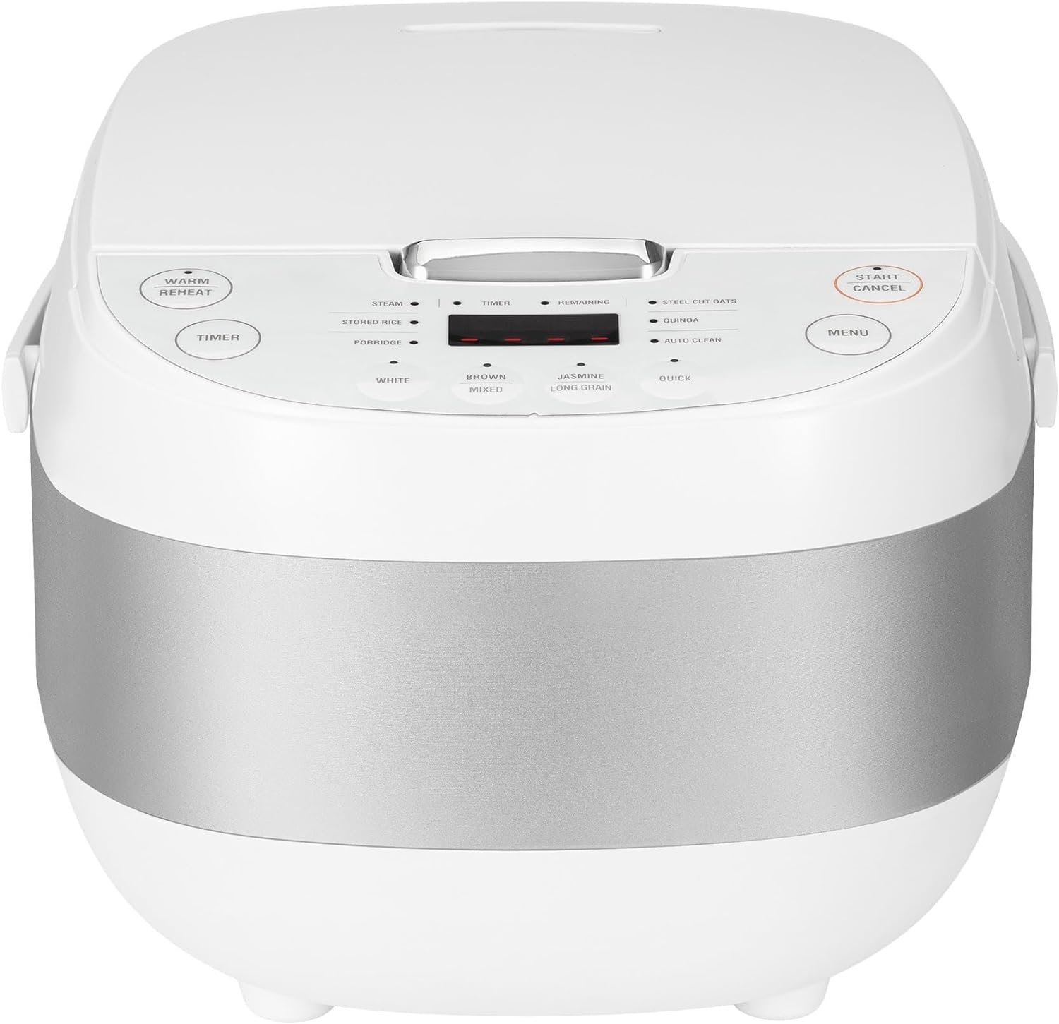 6 cup (uncooked)/12 cup (cooked) Rice Cooker, 10 Menu Options: Oatmeal, Brown Rice  More, Touch-Screen, Nonstick Inner Pot, White/Silver 6 cup (uncooked)/12 cup (cooked) Rice Cooker, 10 Menu Options: Oatmeal, Brown Rice  More, Touch-Screen, Nonstick Inner Pot, White/Silver