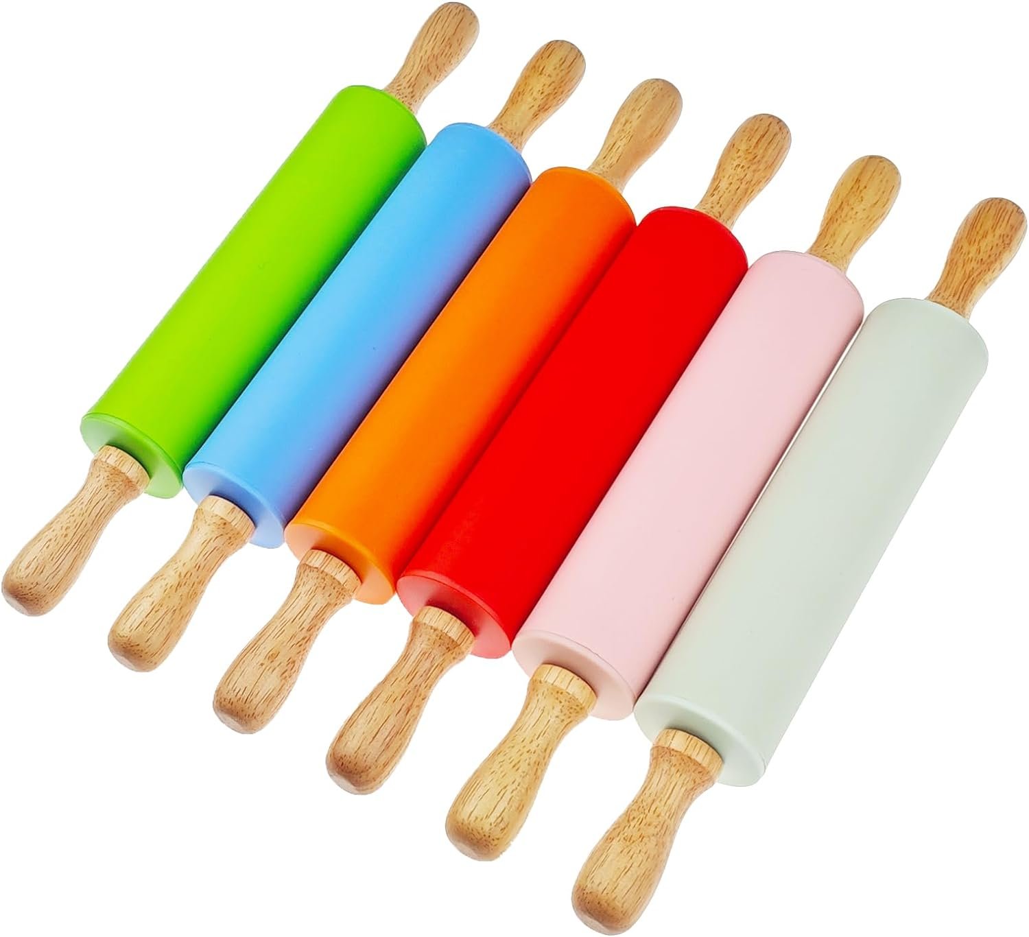 6 Pack Small Rolling Pin for Kids, Kids Rolling Pin for Home Kitchen (6 colors) (9 Inch)