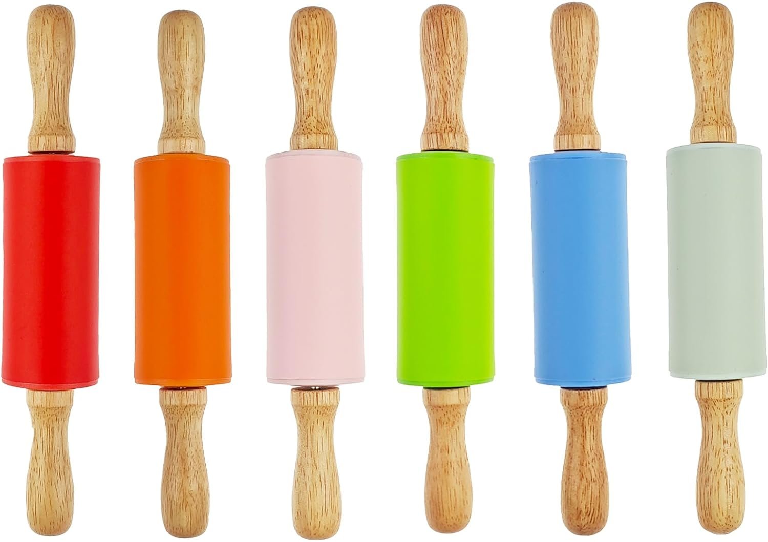 6 Pack Small Rolling Pin for Kids, Kids Rolling Pin for Home Kitchen (6 colors) (9 Inch)