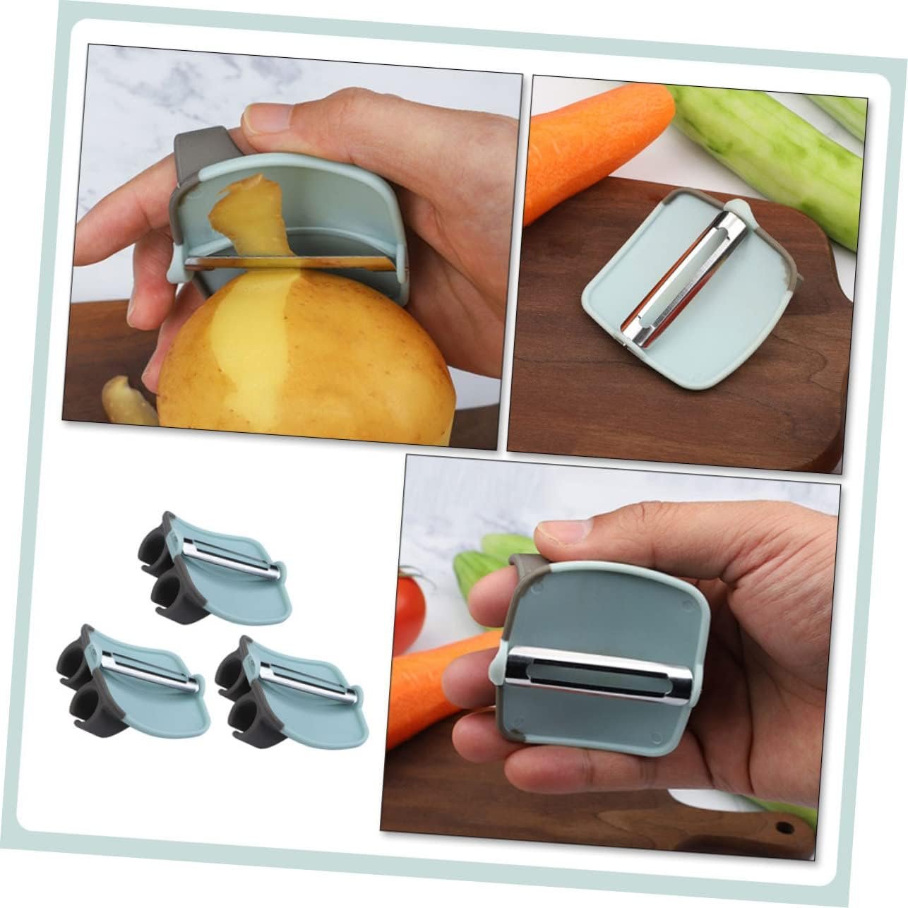 6 Pcs Finger Melon Grater Rope Line Mango Slicer Melon Planer Peeler Finger Cucumbers Peeler Peach Vegetable Peeler Vegetable Fruit Peelers Tpr Stainless Steel To Rotate Can Opener