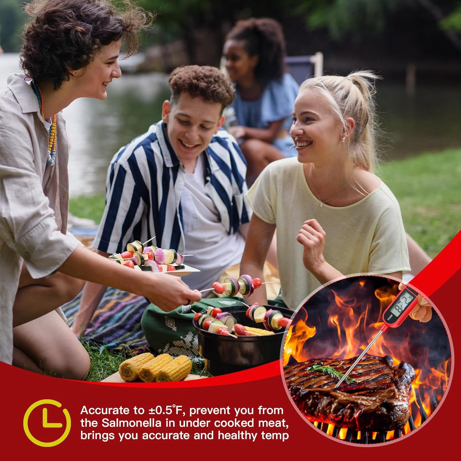 6 Pcs Instant Read Meat Thermometer with Long Probe 9.65 Inch Kitchen Cooking Food Candy Thermometer Waterproof Digital Thermometer for BBQ Water Milk Yogurt Liquid Cooking (Black, White, Red) 6 Pcs Instant Read Meat Thermometer with Long Probe 9.65 Inch Kitchen Cooking Food Candy Thermometer Waterproof Digital Thermometer for BBQ Water Milk Yogurt Liquid Cooking (Black, White, Red)