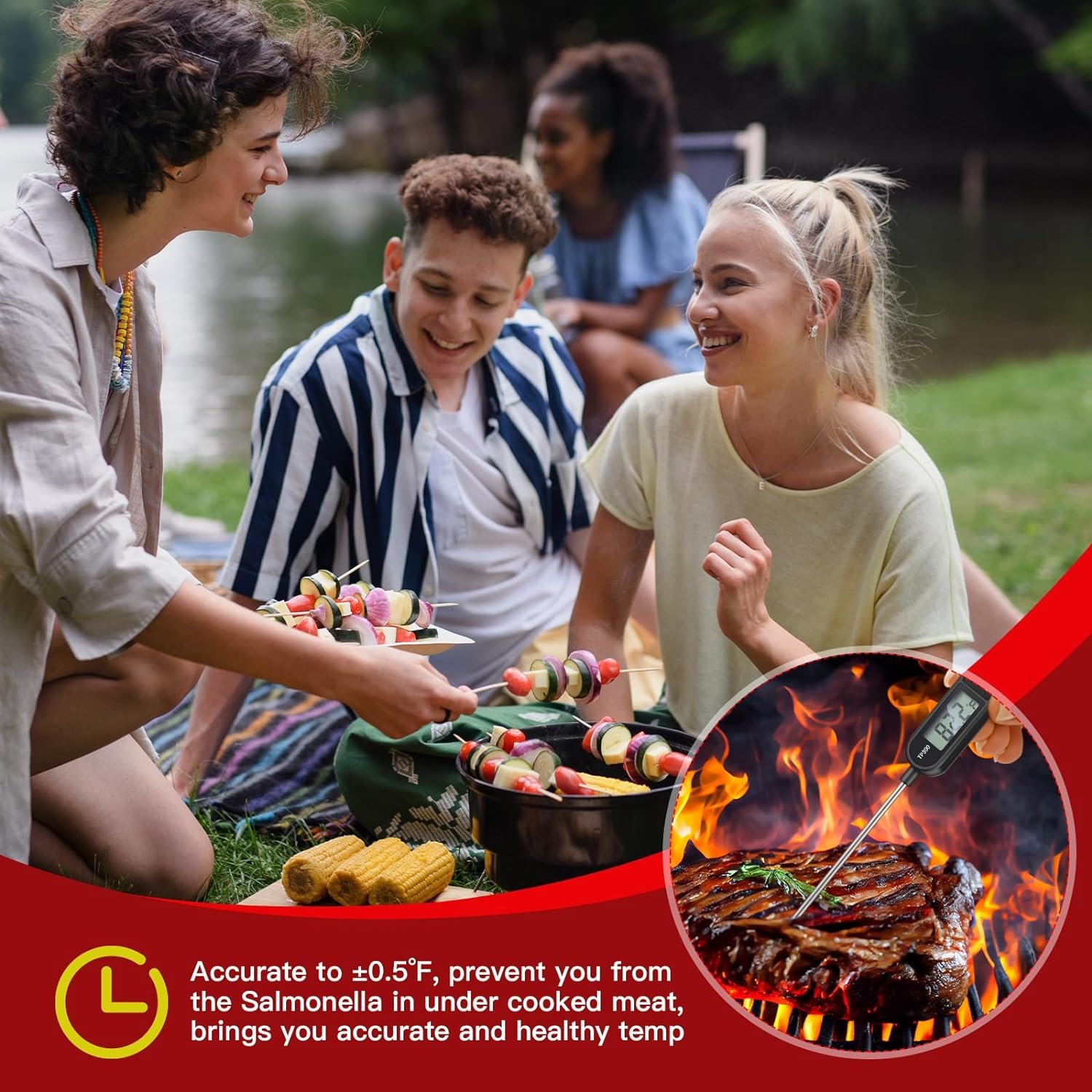 6 Pcs Instant Read Meat Thermometer with Long Probe 9.65 Inch Kitchen Cooking Food Candy Thermometer Waterproof Digital Thermometer for BBQ Water Milk Yogurt Liquid Cooking (Black, White, Red) 6 Pcs Instant Read Meat Thermometer with Long Probe 9.65 Inch Kitchen Cooking Food Candy Thermometer Waterproof Digital Thermometer for BBQ Water Milk Yogurt Liquid Cooking (Black, White, Red)